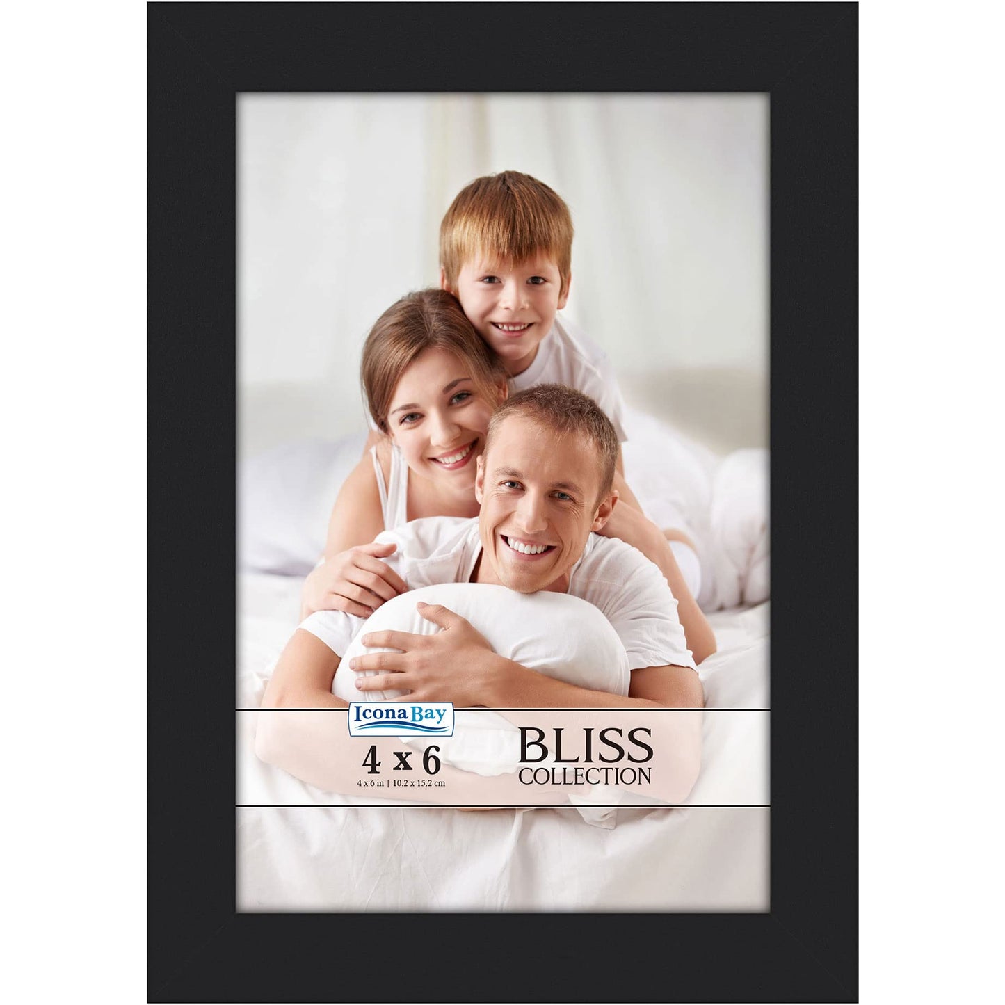 Icona Bay 5x7 Black Picture Frame, Modern Style Wood Composite Frame, Table Top or Wall Mount, Bliss Collection