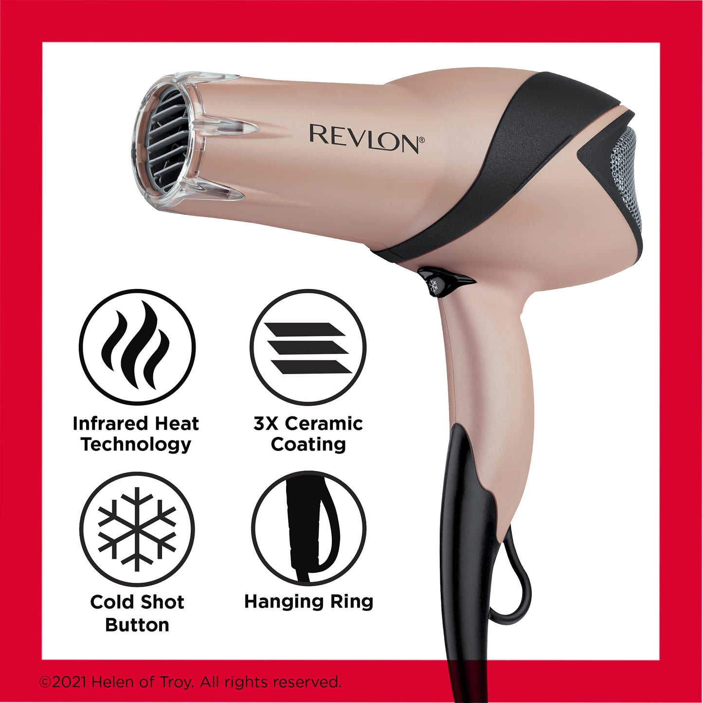 REVLON Infrared Hair Dryer | 1875 Watts of Maximum Shine, Softness and Control, (White)