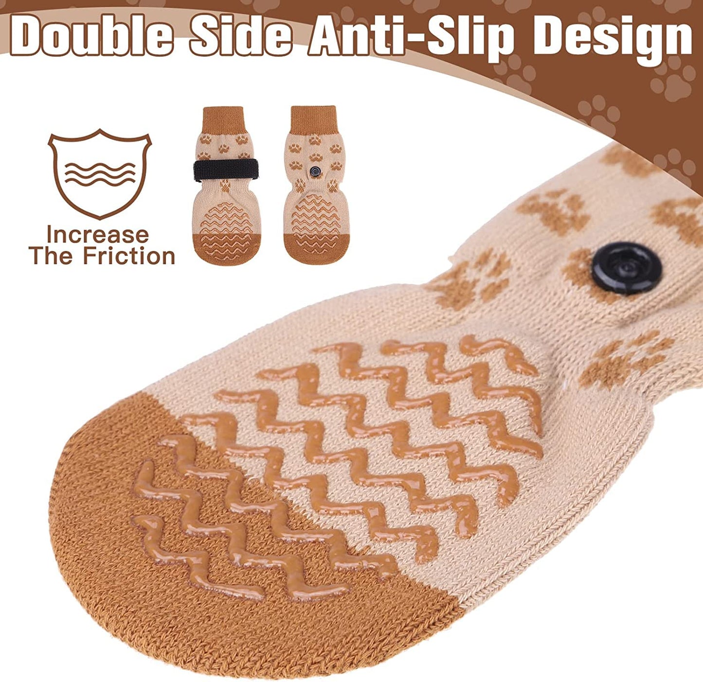 EXPAWLORER Double Side Anti-Slip Dog Socks - 3 Pairs Dog Grip Socks with Straps Traction Control, Pet Paw Protection for Small Medium Large Dogs Indoor Wear on Hardwood Floor