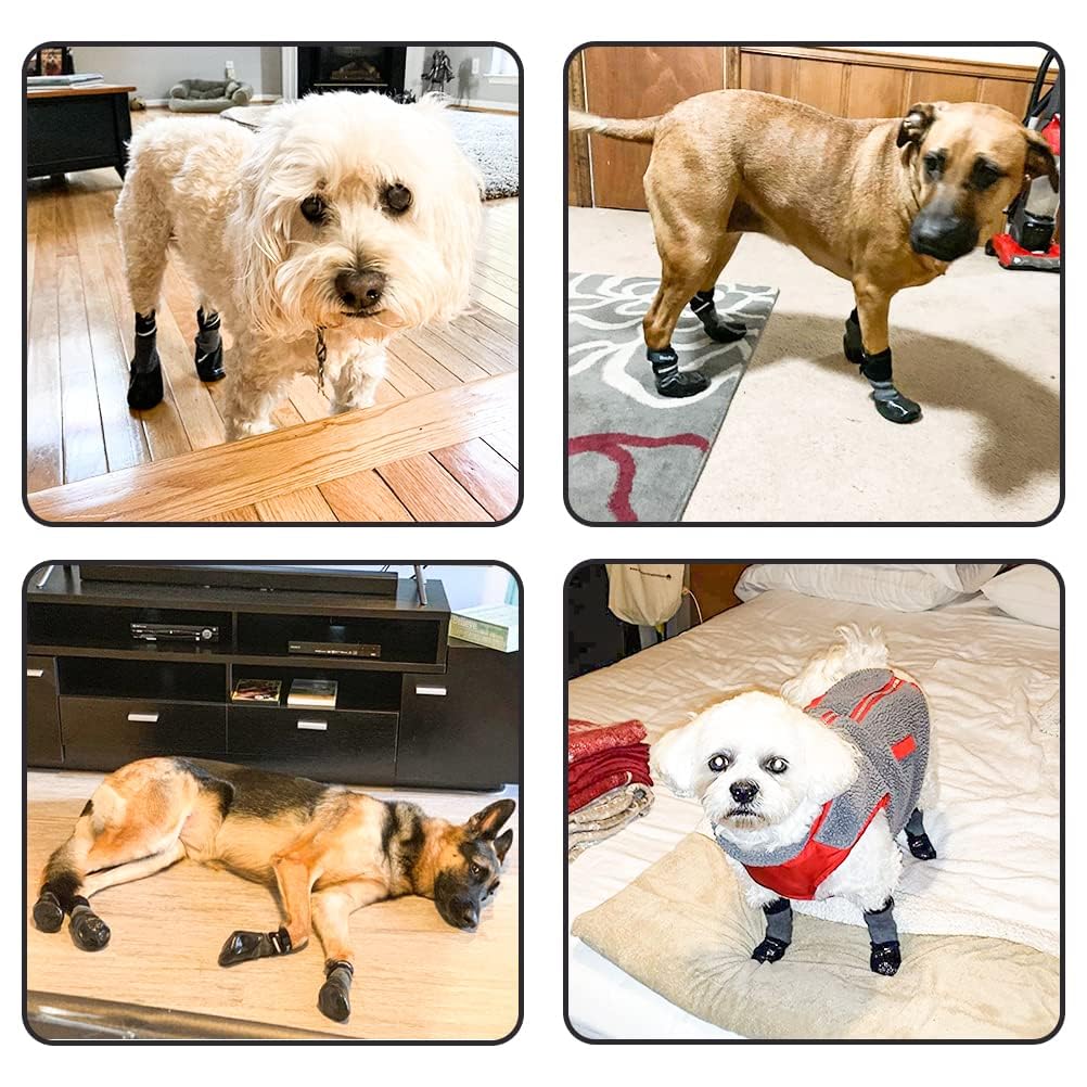 BINGPET Dog Socks for Hardwood Floors,Outdoor Anti Slip Waterproof Paw Protector,Dog Boots for Hot Pavement for All Season,Dog Grip Socks Prevent Licking for Small Medium Large Old Dogs