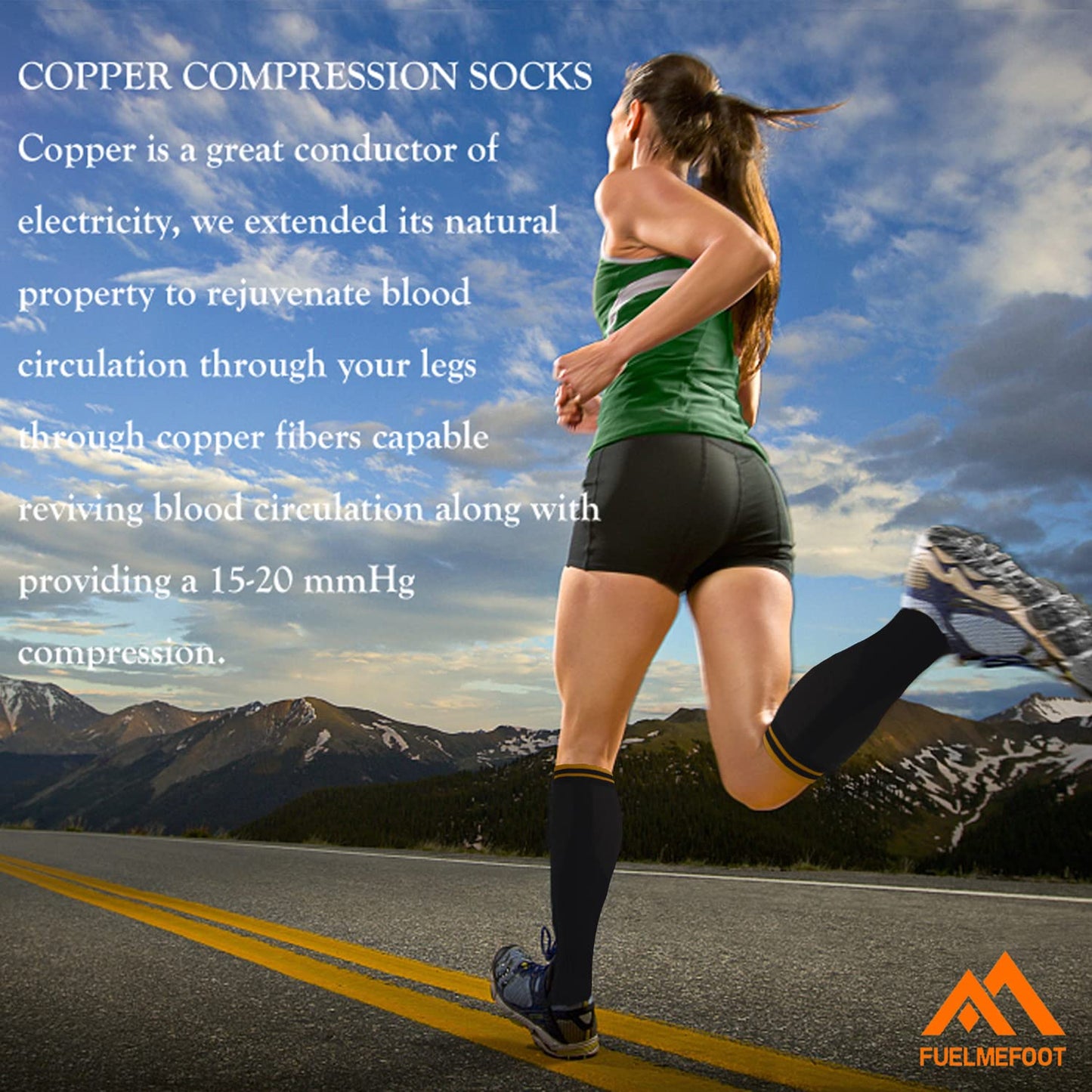 FuelMeFoot 3 Pack Copper Compression Socks - Compression Socks Women & Men Circulation - Best for Medical,Running,Athletic