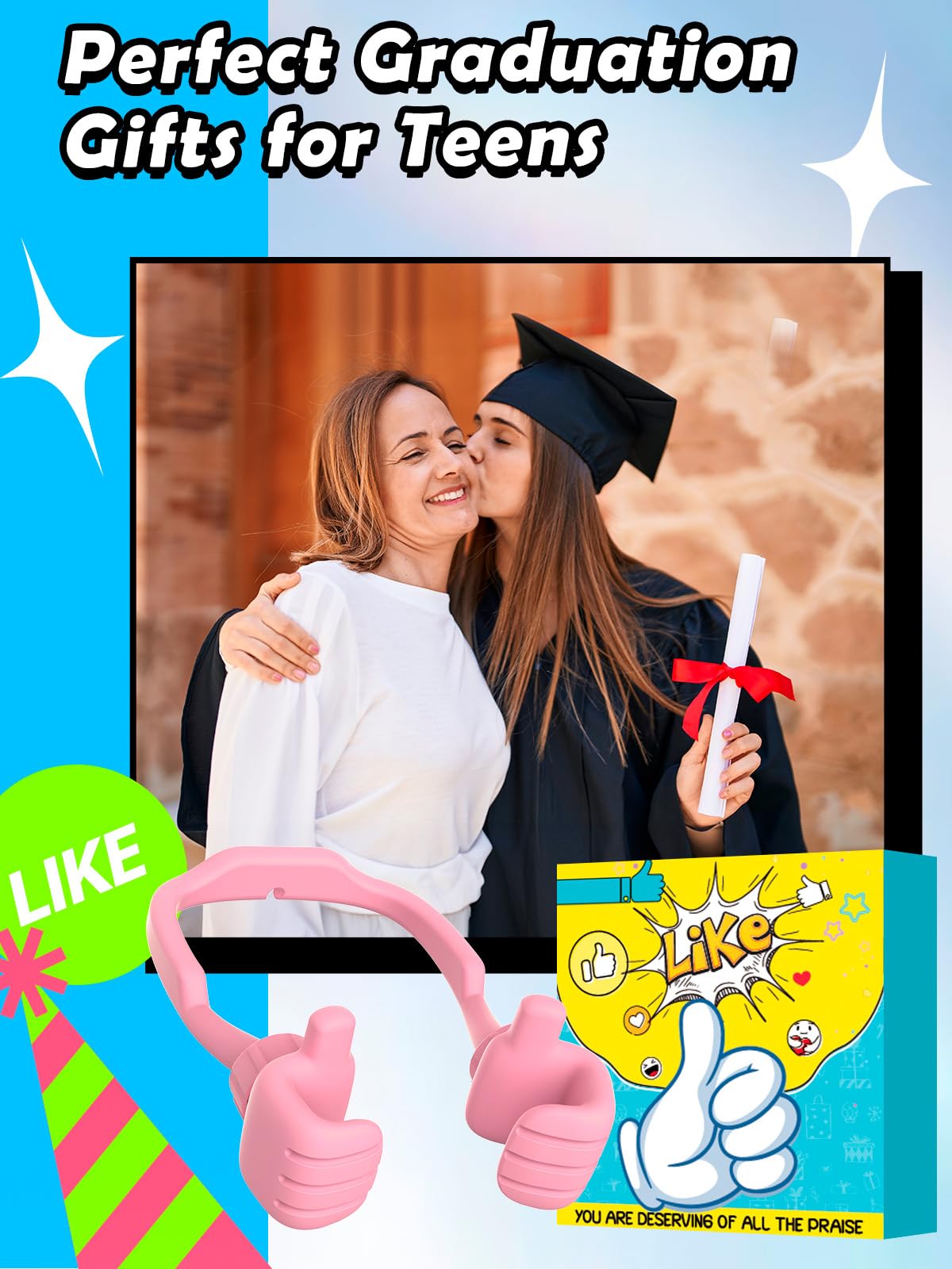 Graduation Gifts for Her Him 2024 College High School Masters Degree Thumbs up Lazy Phone Stand Holder Funny Gadgets Teens Boys Girls Kids Dad Father Mother Husband Wife Adults Men Who Have Everything