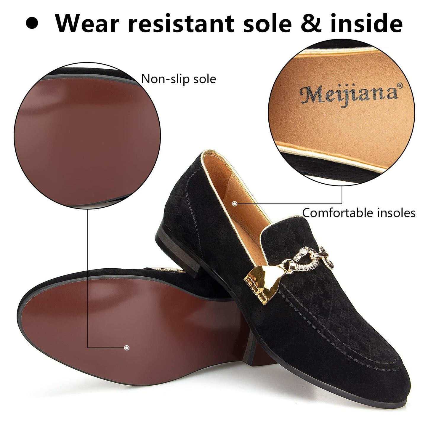 Meijiana Men's Fashion Classic Faux Leather Loafers and Weeding Dress Shoes for Men