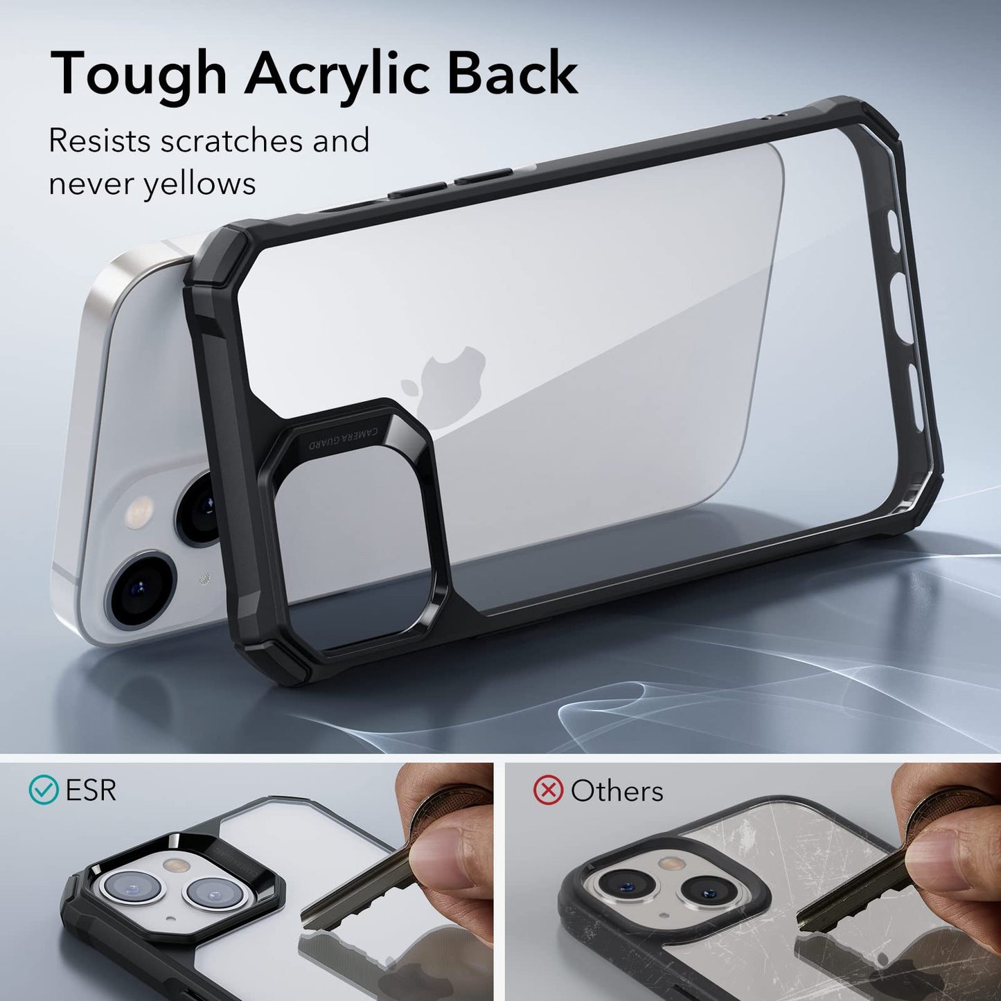 ESR for iPhone 14 Case/iPhone 13 Case, Military-Grade Protection, Shockproof Air-Guard Corners, Yellowing-Resistant Acrylic Back, Phone Case for iPhone 14/iPhone 13, Air Armor Case, Clear