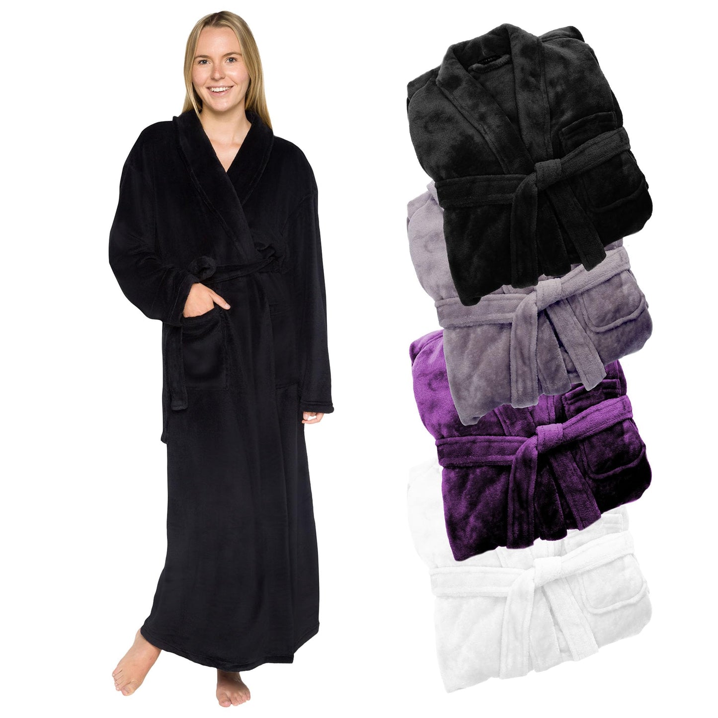 Womens Plush Fleece Bath Robe, Fluffy Long Bathrobe, Great Gift for Mother's Day, Grandma, Daughter, Sister, Wife, Friend