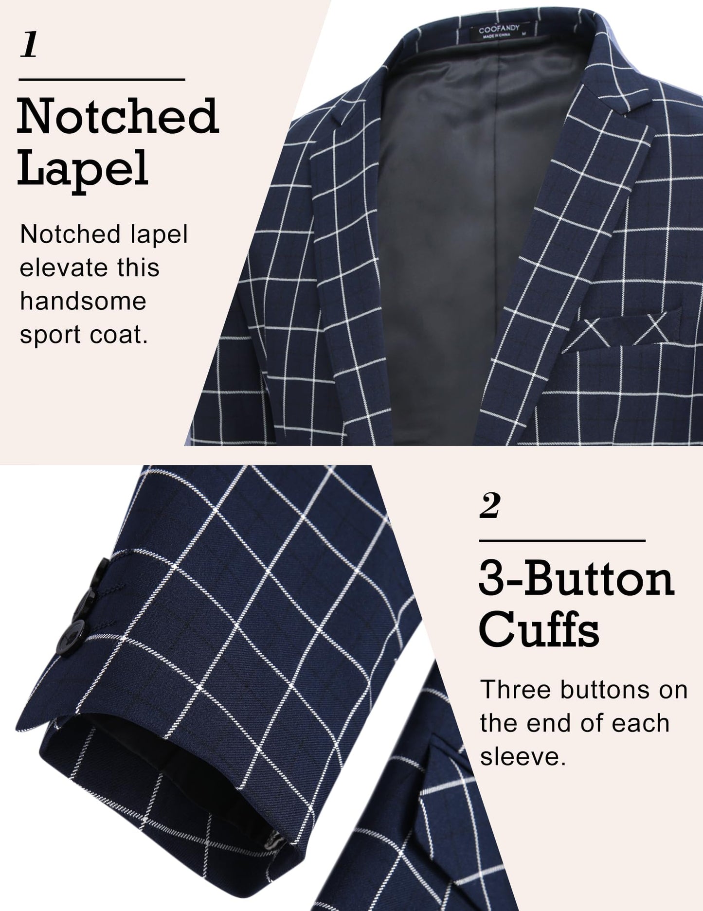 COOFANDY Mens Sport Coat Casual Blazer One Button Business Suit Jacket