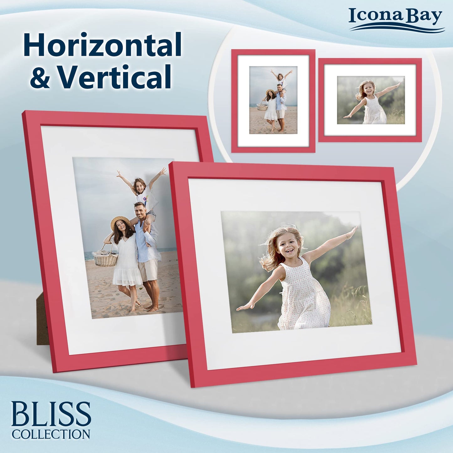 Icona Bay 5x7 Black Picture Frame, Modern Style Wood Composite Frame, Table Top or Wall Mount, Bliss Collection