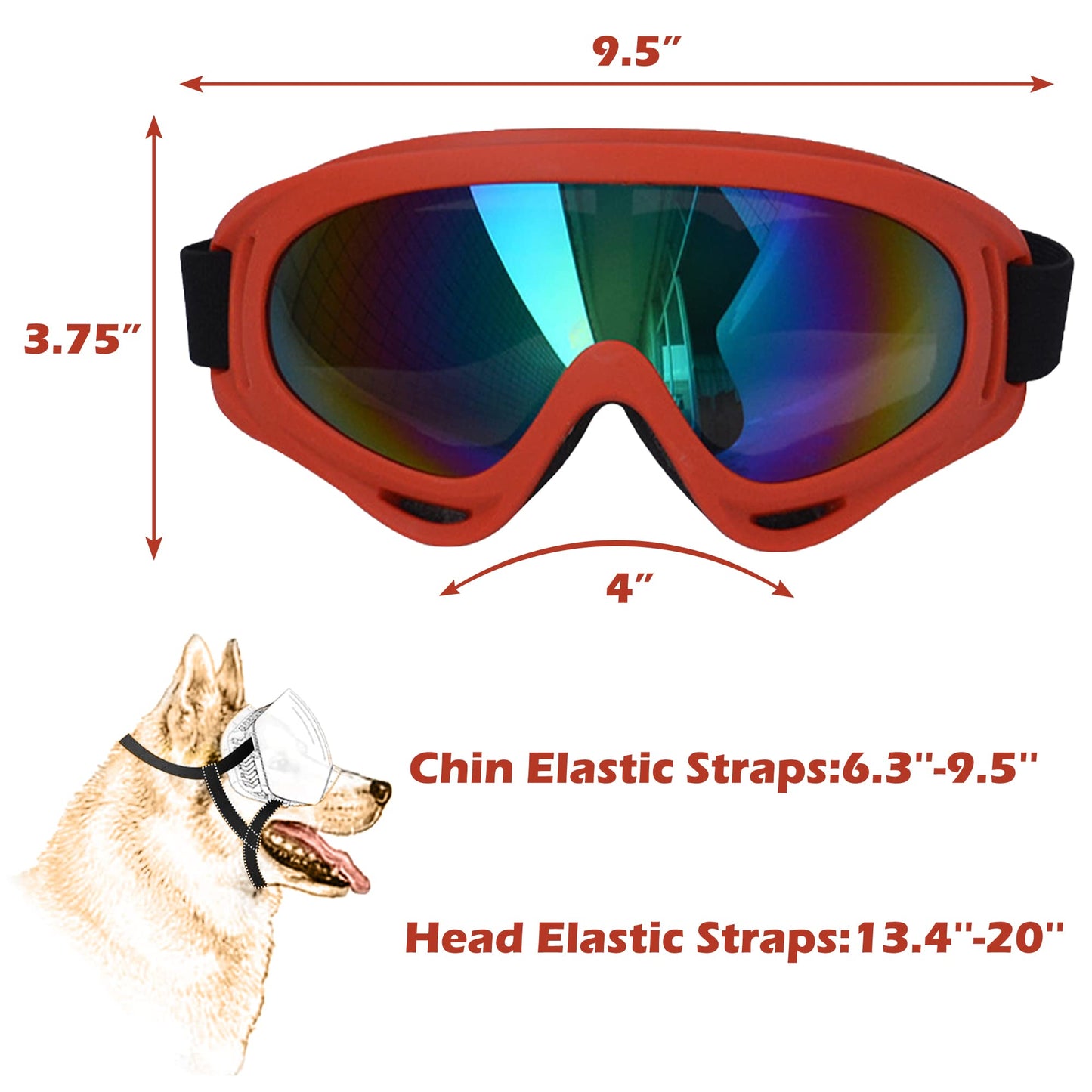 Large Dog Sunglasses, Dog Goggles with Adjustable Strap UV Protection Winproof Dog Puppy Sunglasses, Suitable for Medium-Large Dog Pet Glasses, Dogs Eyes Protection