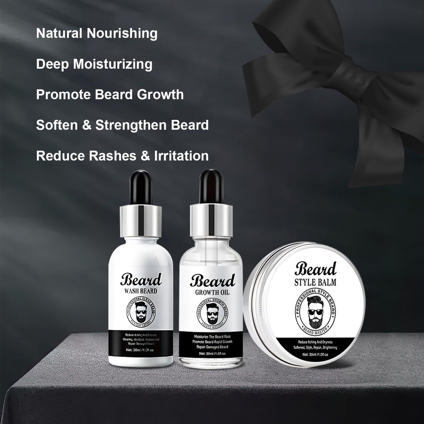 puresoak bath Beard Care Kit, Mens Beard Kit With Beard Wash, Beard Growth Oil And Beard Style Balm, Beard Kit For Men Grooming And Care-Softens, Strengthens, And Nourishes Beards