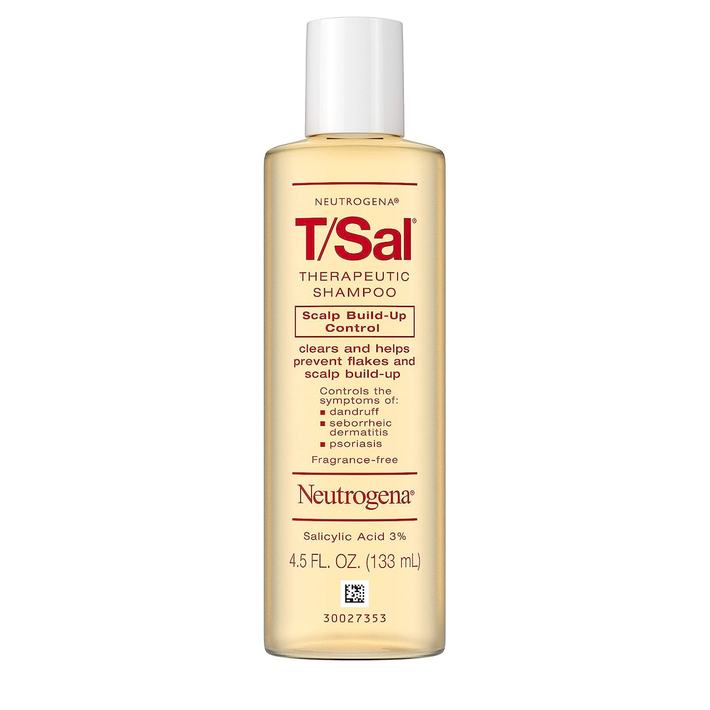 Neutrogena T/Sal Therapeutic Shampoo for Scalp Build-Up Control with Salicylic Acid, Scalp Treatment for Dandruff, Scalp Psoriasis & Seborrheic Dermatitis Relief, 4.5 fl. oz