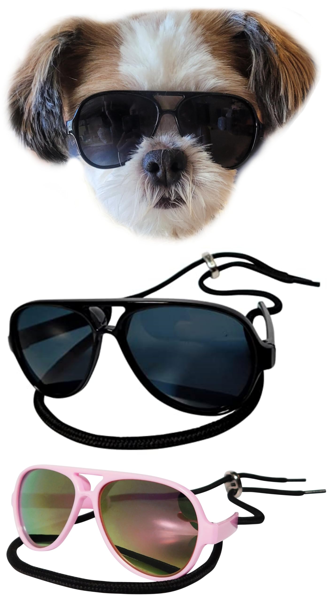 G029 Small Dog Breed up to 15lbs Cat Pet Aviator Sunglasses Glasses (Black)