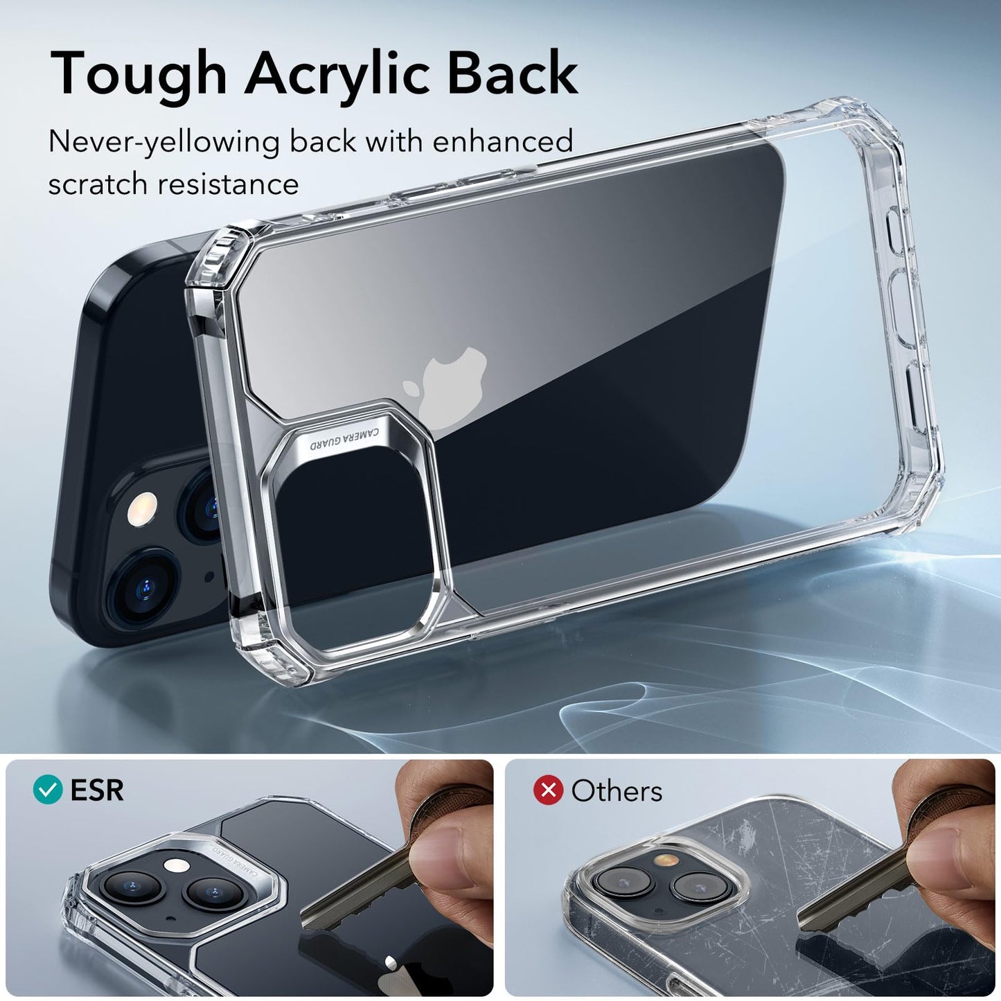 ESR for iPhone 14 Case/iPhone 13 Case, Military-Grade Protection, Shockproof Air-Guard Corners, Yellowing-Resistant Acrylic Back, Phone Case for iPhone 14/iPhone 13, Air Armor Case, Clear