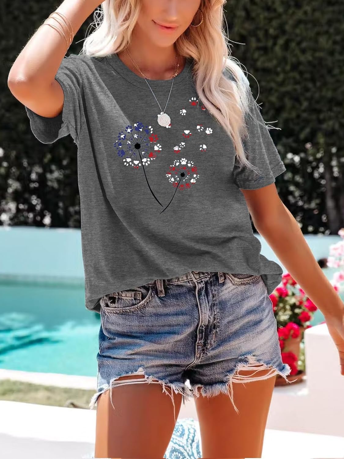 Anbech Womens Dandelion Graphic T-Shirts Teen Girls Cute Sunflower Trendy Clothes Casual Tee Tops