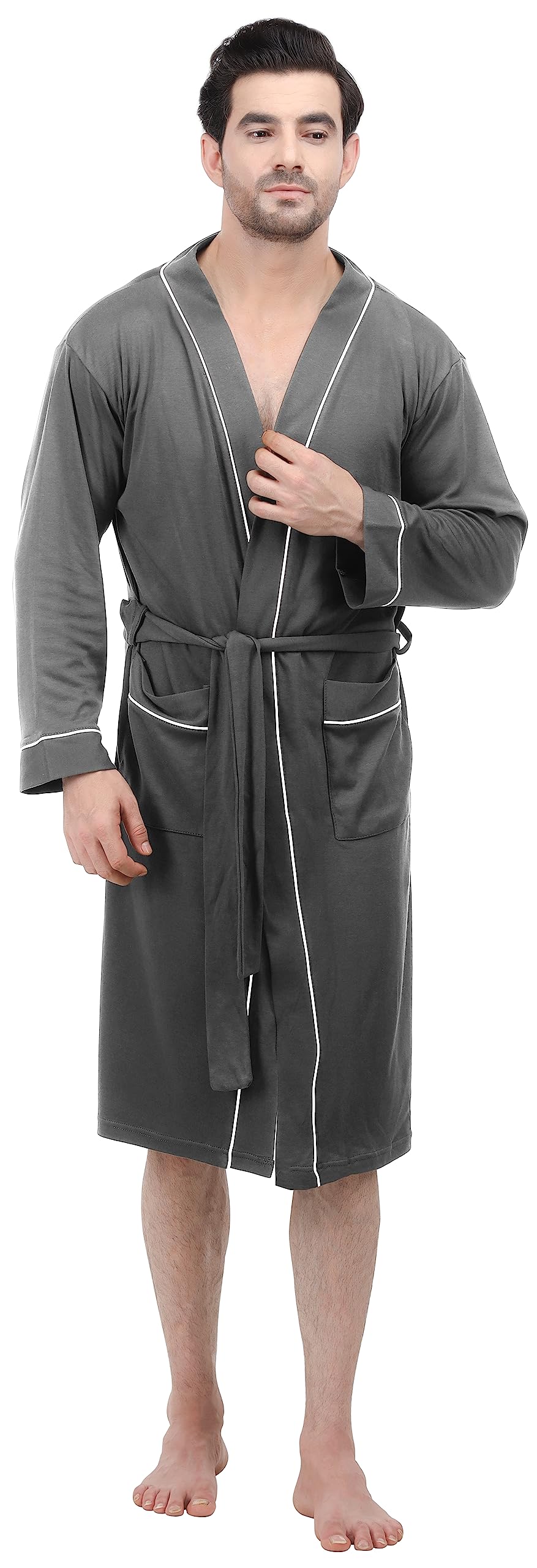 NY Threads Men's Lightweight Knit Robe Cotton Blend Bathrobe