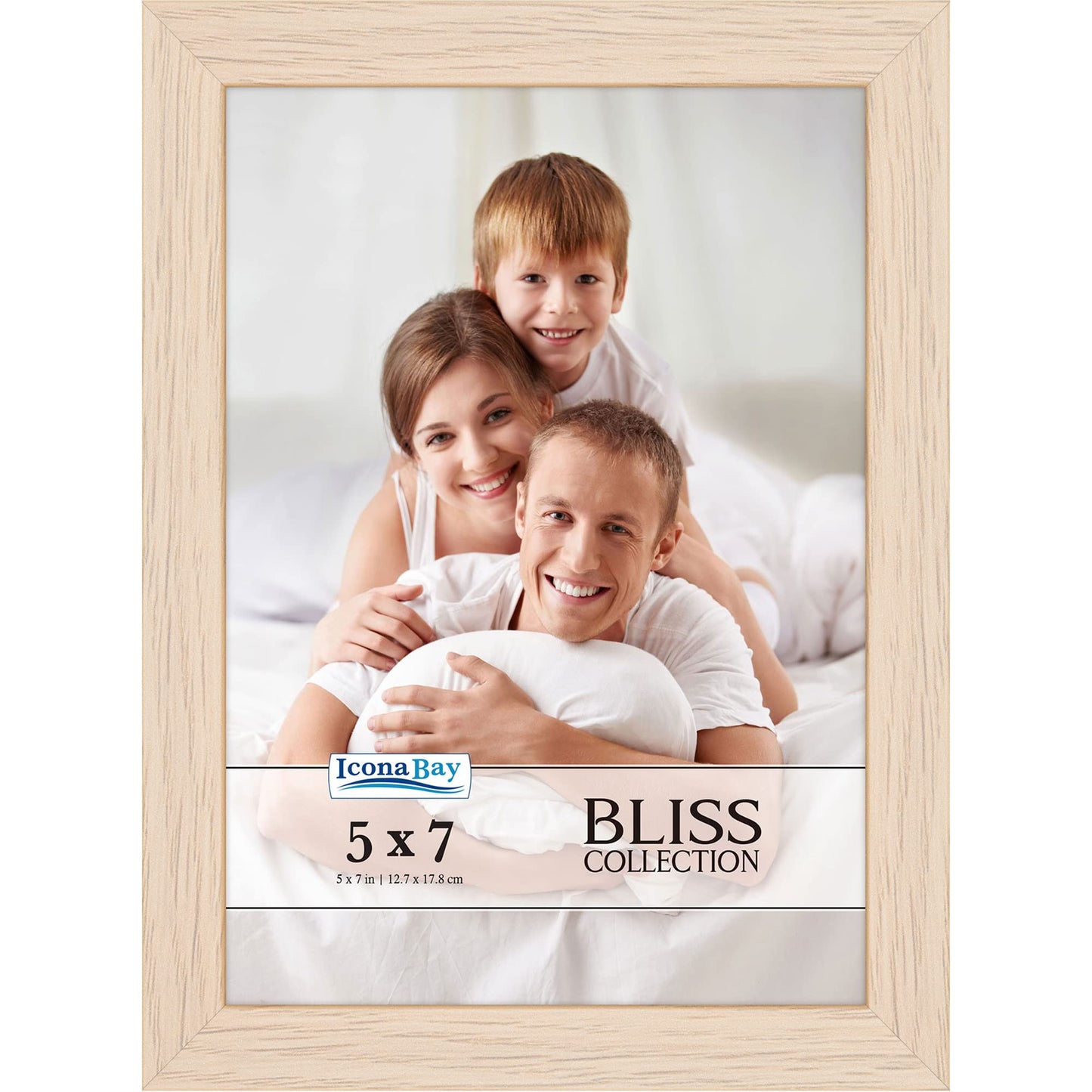 Icona Bay 5x7 Black Picture Frame, Modern Style Wood Composite Frame, Table Top or Wall Mount, Bliss Collection