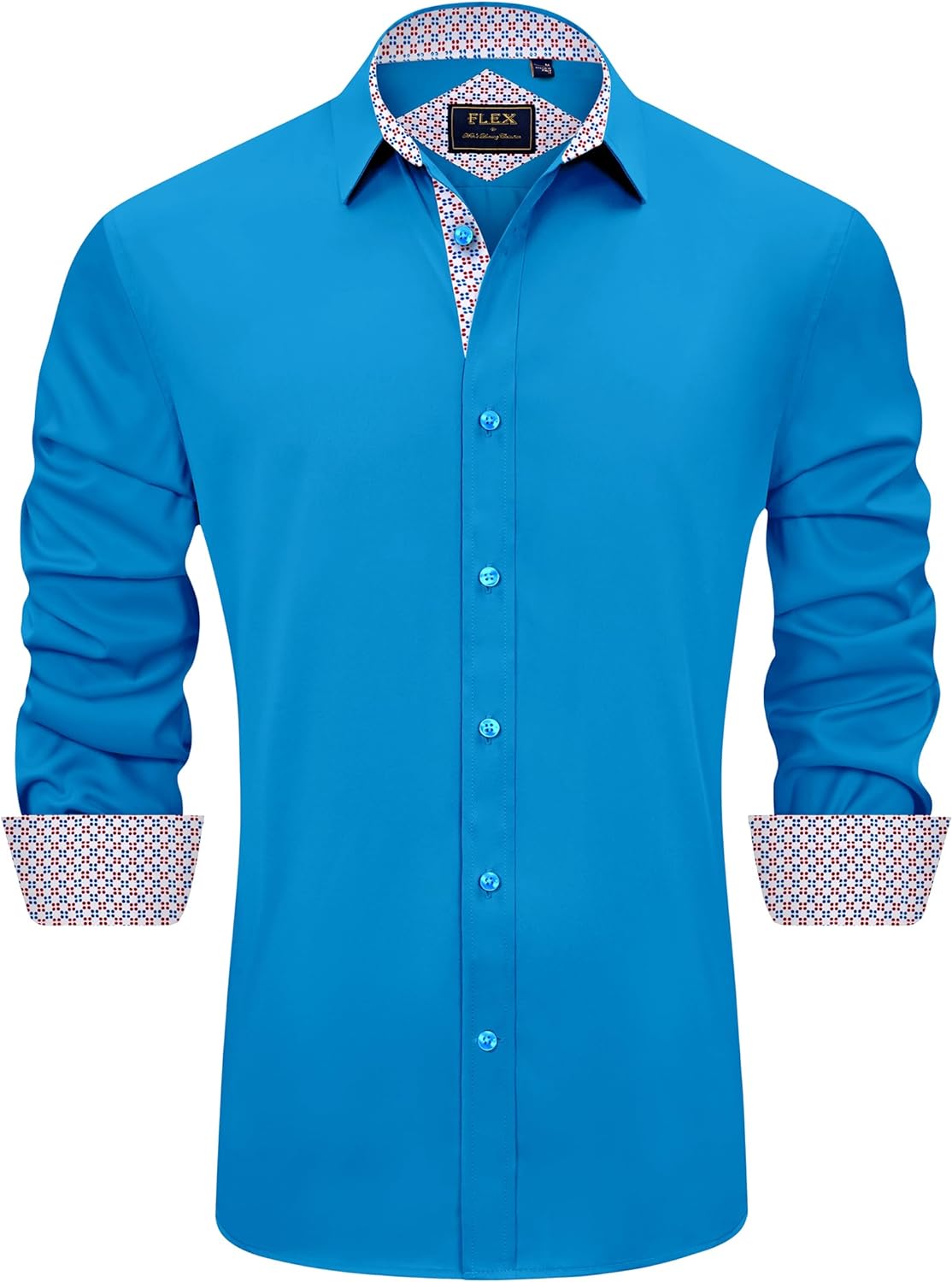 J.VER Men's Casual Long Sleeve Stretch Dress Shirt Wrinkle-Free Regular Fit Button Down Shirts