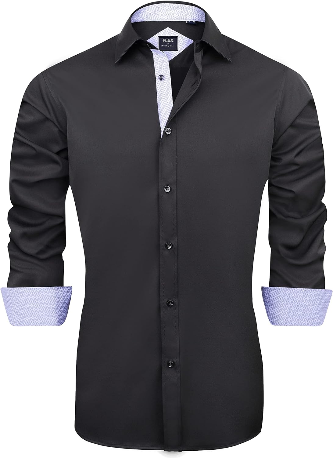 J.VER Men's Casual Long Sleeve Stretch Dress Shirt Wrinkle-Free Regular Fit Button Down Shirts