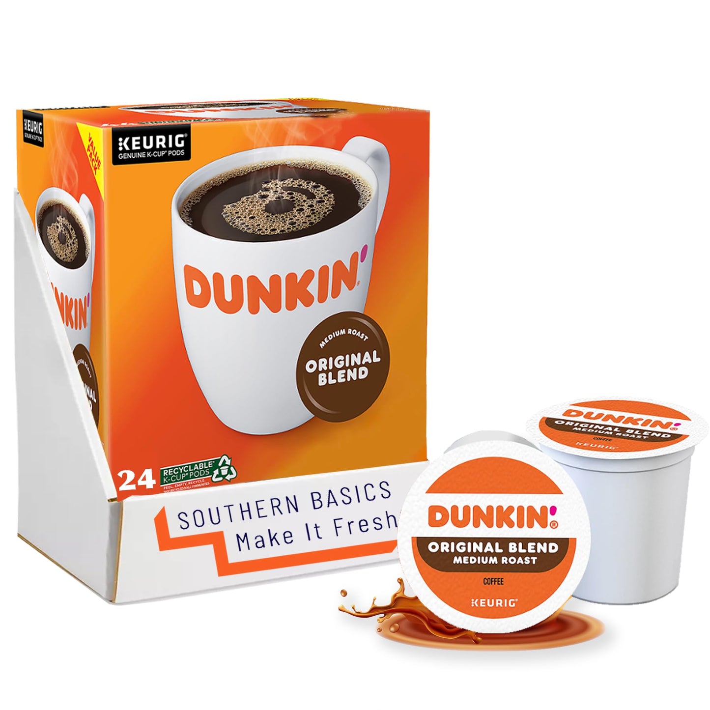 Dunkin' Original Blend Single Serve Keurig K-Cup Pods, Medium Roast Coffee, 60 Pods total (6 Boxes of 10)