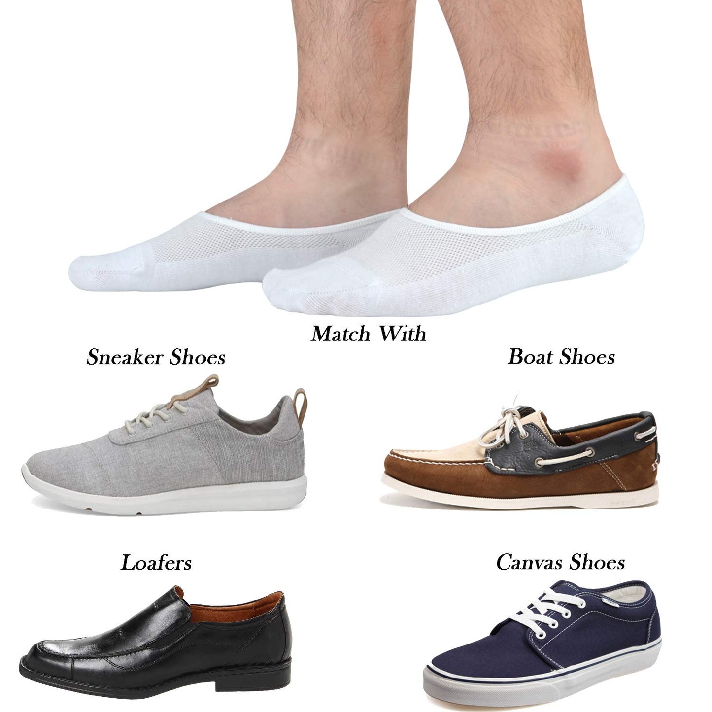 JORMATT Genuine Mens No Show Socks, Loafer Sneakers Low Cut Cotton Socks With Non Slip Grips