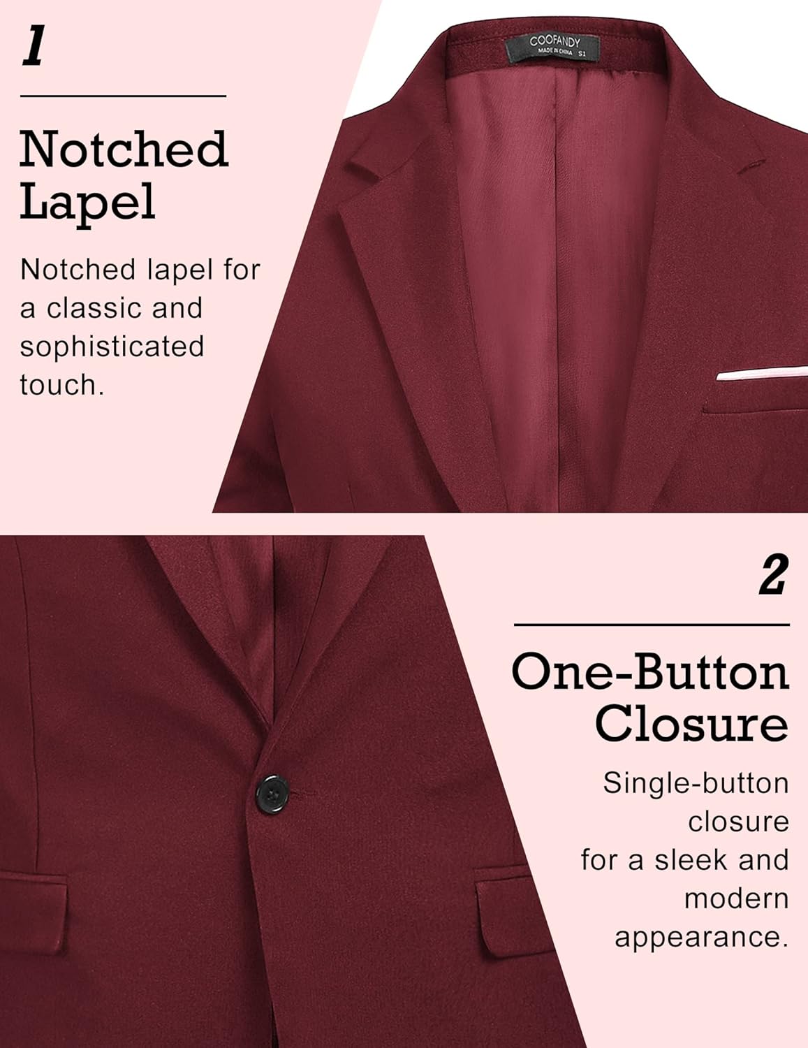 COOFANDY Men's Blazer Casual Sport Coats Slim Fit One Button Suit Jacket Lightweight Sports Jacket