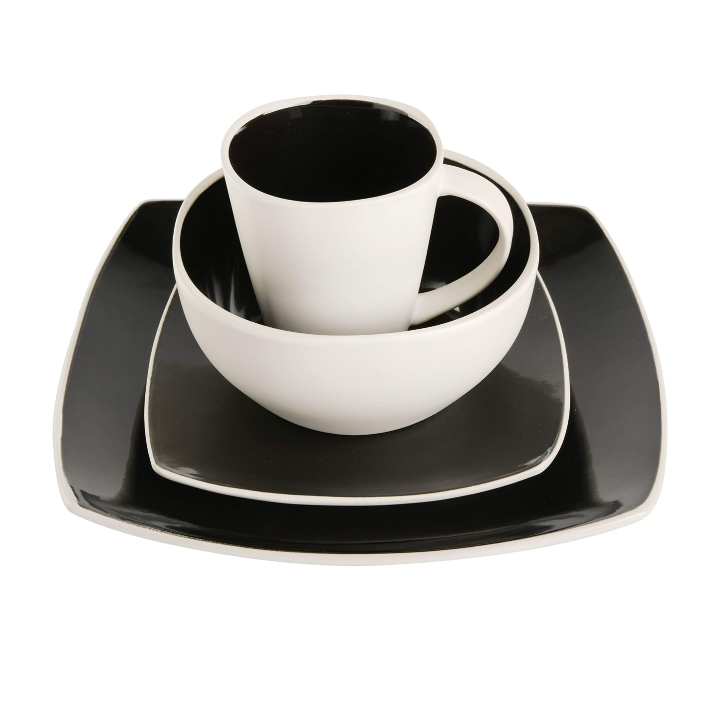 Gibson Soho Lounge Dinnerware Set, Service for 4 (16pcs), Matte Black