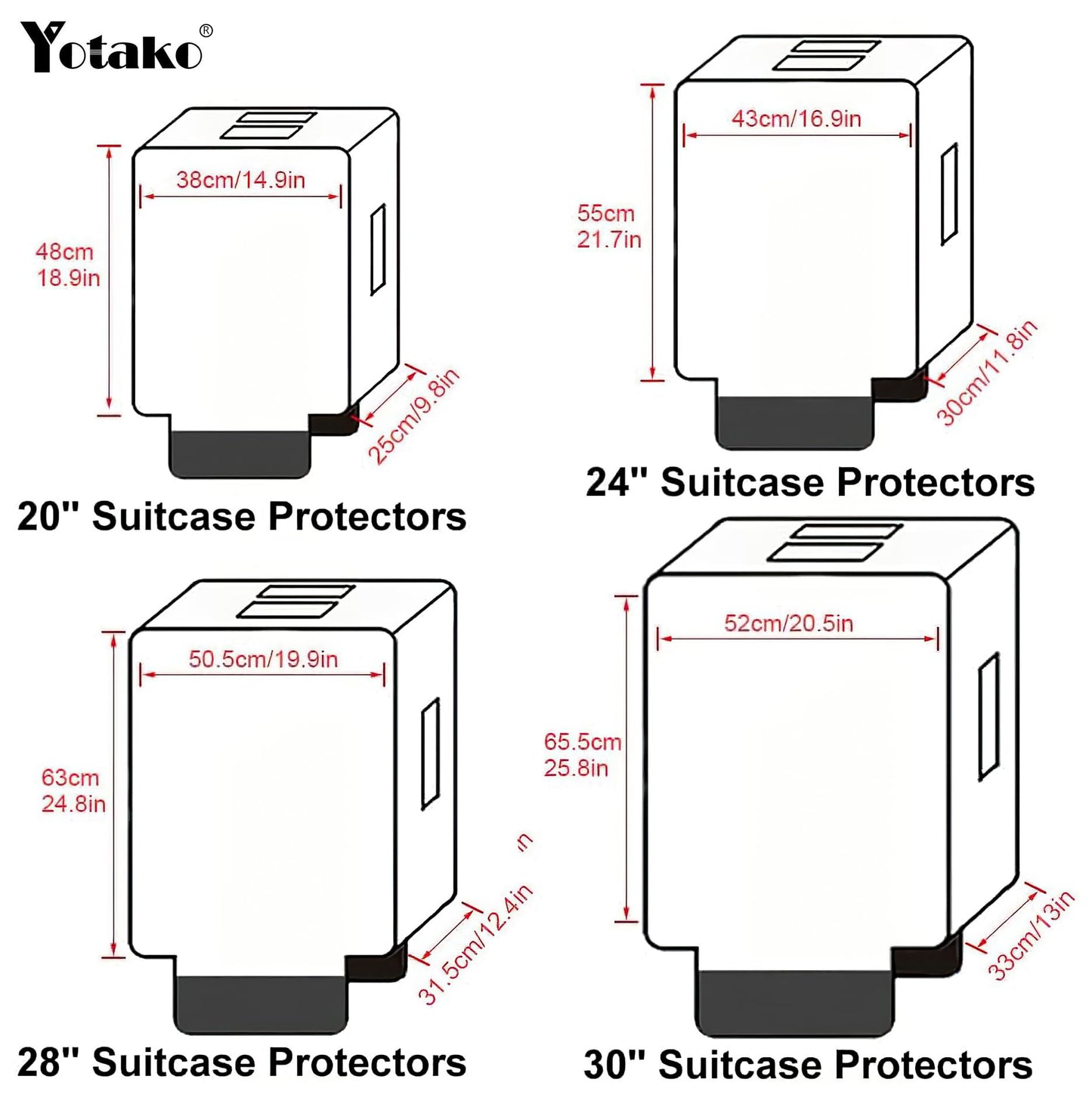 Yotako Clear PVC Suitcase Cover Protectors 28 Inch Luggage Cover for Wheeled Suitcase (28''(24.80''H x 19.90''L x 12.40''W))