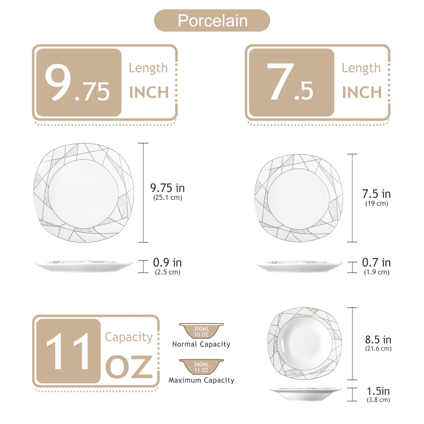 VEWEET, Series Annie, Porcelain Dinnerware Sets for 6, White Dish Set with Pink Floral, 30 PCS Dinner Sets Including Dinner Plates, Dessert Plates, Soup Plates Set, Cups & Saucers