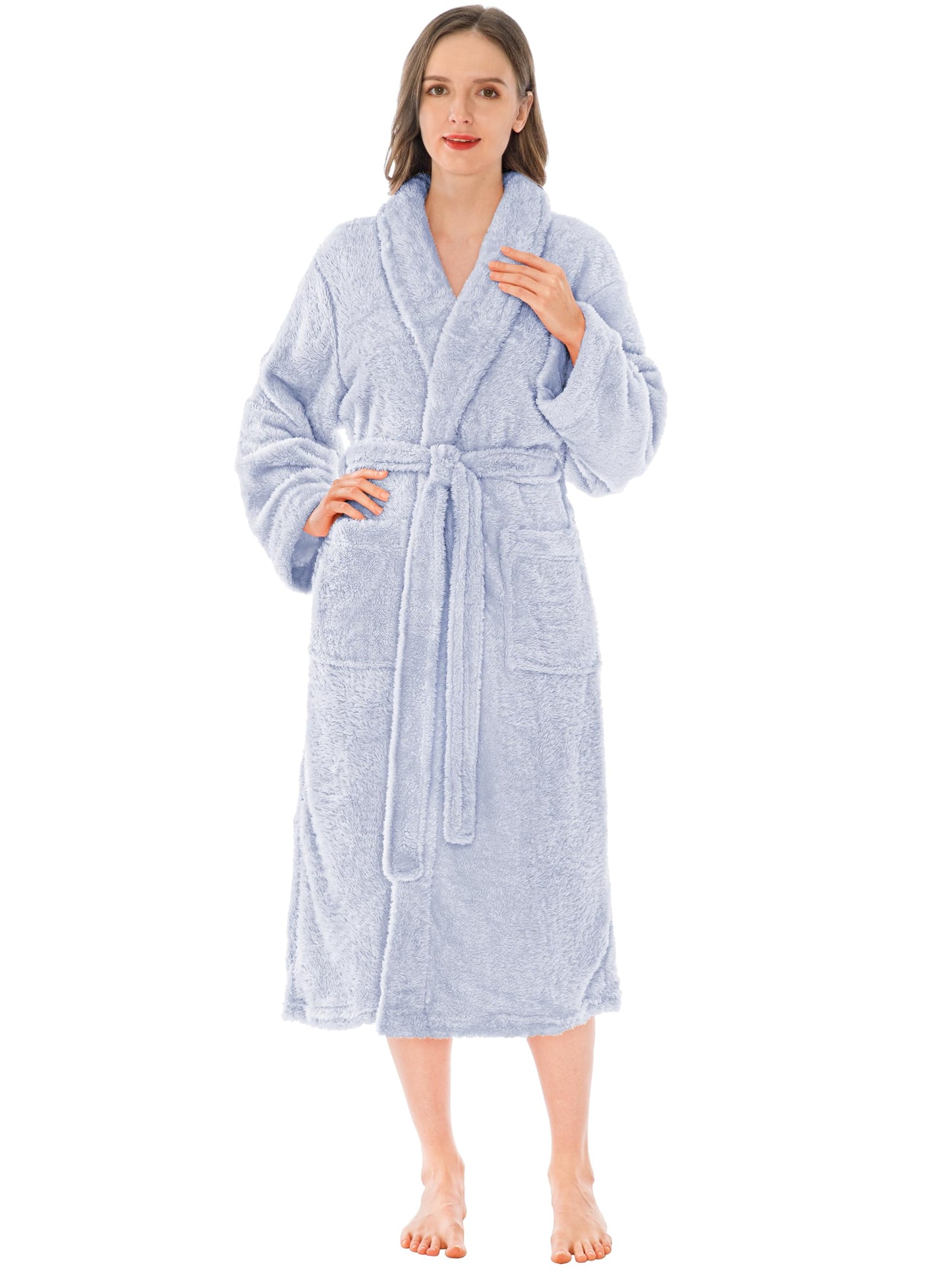 PAVILIA Premium Womens Plush Soft Robe Fluffy, Warm, Fleece Sherpa Shaggy Bathrobe