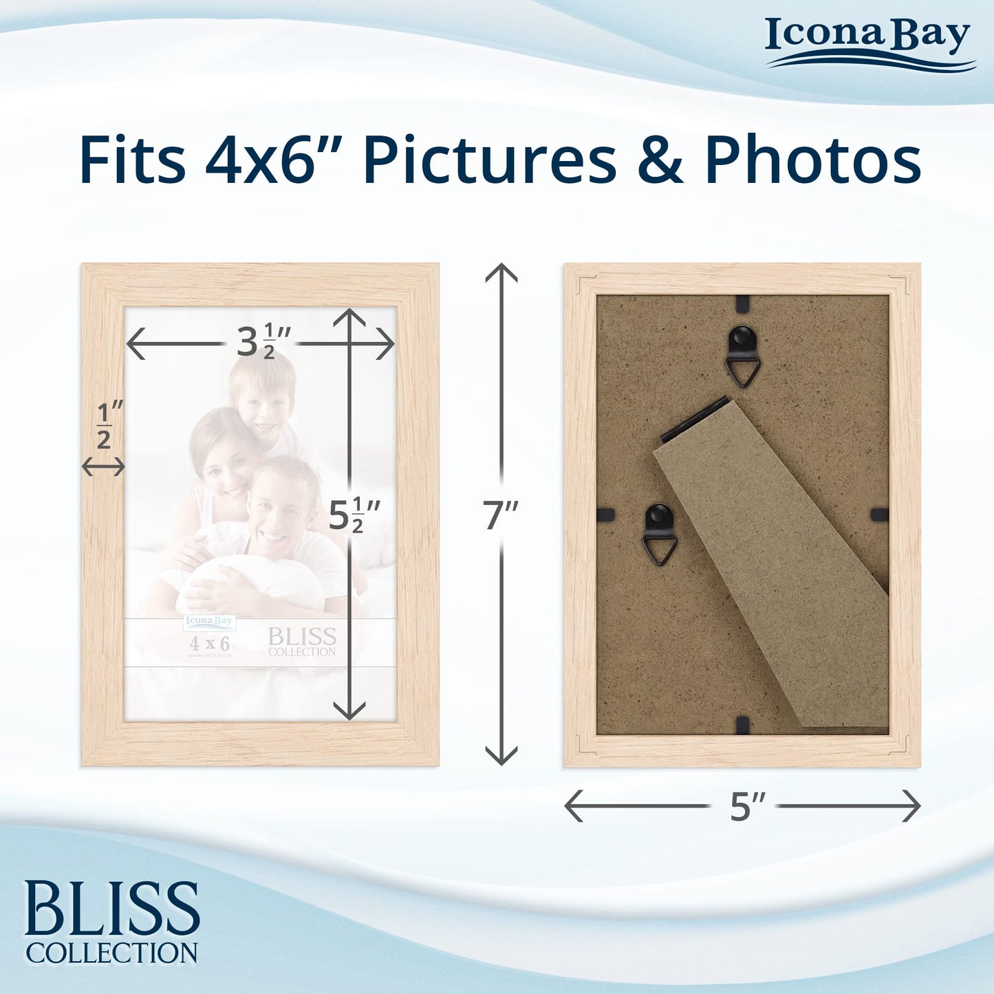 Icona Bay 5x7 Black Picture Frame, Modern Style Wood Composite Frame, Table Top or Wall Mount, Bliss Collection