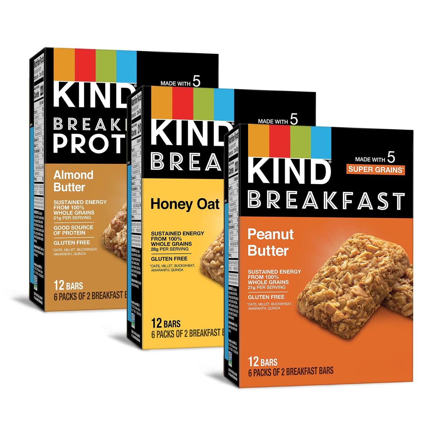 KIND Breakfast, Healthy Snack Bar, Almond Butter, Gluten Free Breakfast Bars, 8g Protein, 1.76 OZ Packs (6 Count)