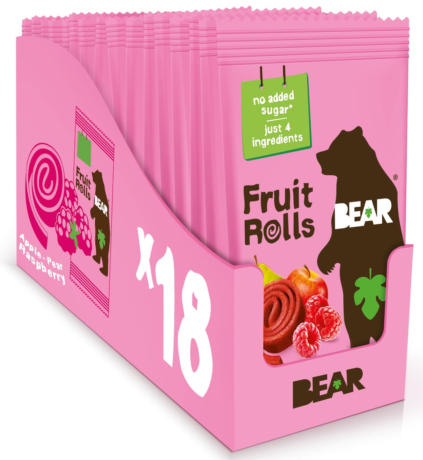 BEAR Real Fruit Snack Rolls - Gluten Free, Vegan, and Non-GMO - Strawberry – Healthy School And Lunch Snacks For Kids And Adults, 0.7 Ounce (Pack of 12)