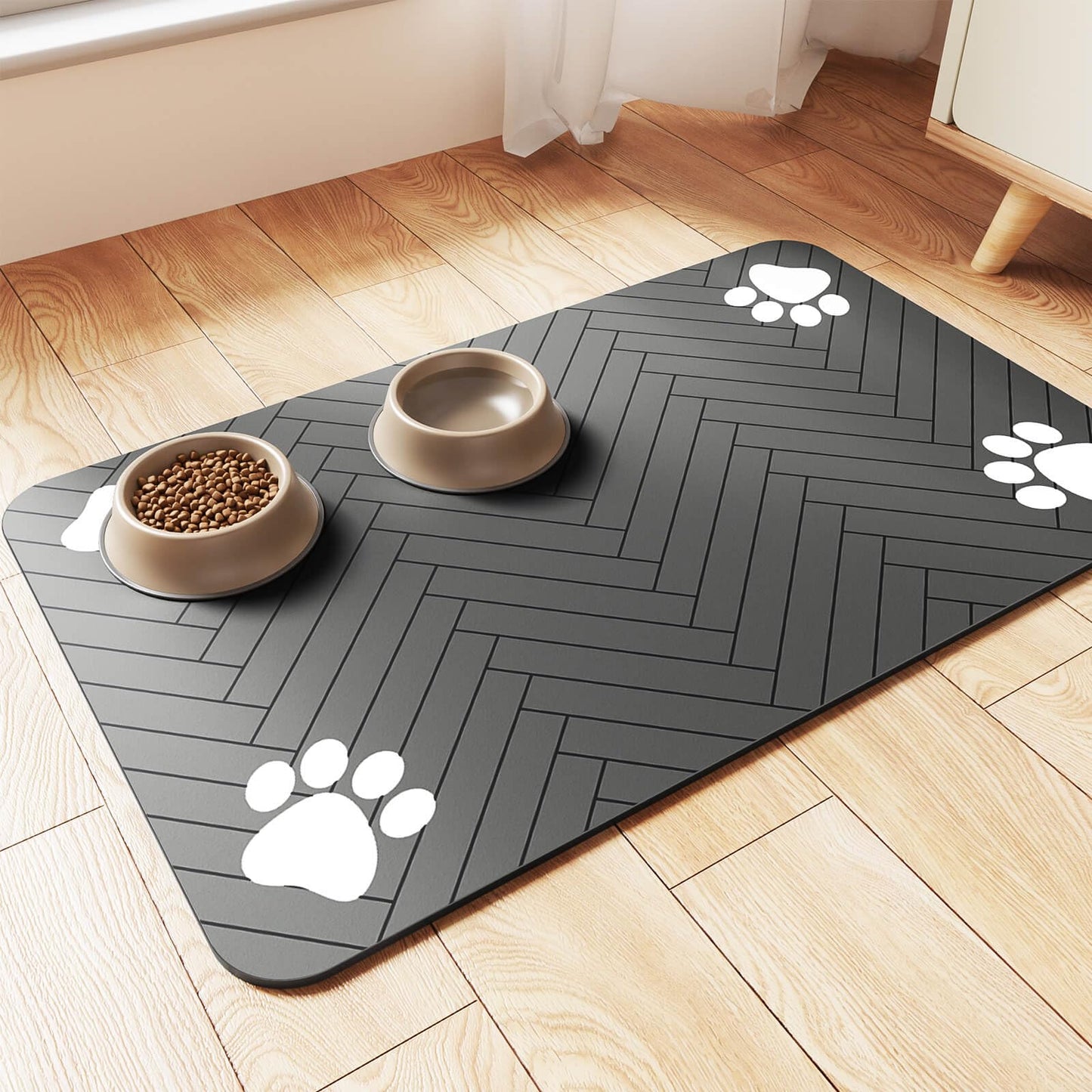 Pet Feeding Mat-Absorbent Pet Placemat for Food and Water Bowl, with Waterproof Rubber Backing, Quick Dry Water Dispenser Mat for Dog and Cat,12"x20"