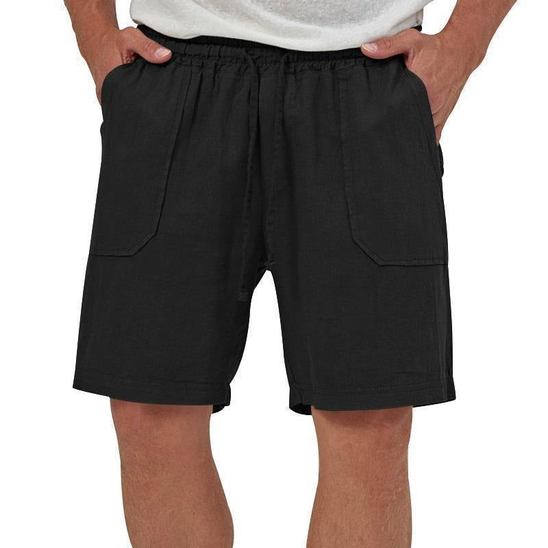 Men's Summer Solid Color Cotton And Linen Casual Shorts