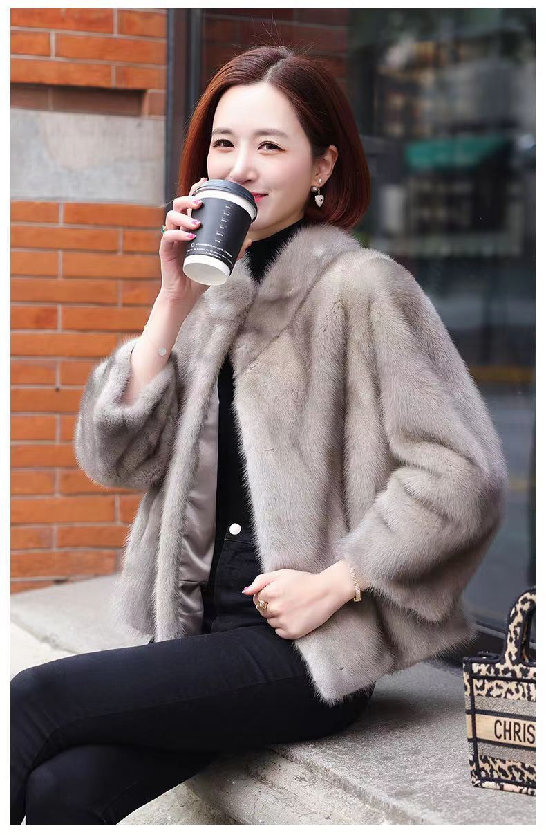 Fashion Casual Stand Collar Thickened Warm Mink Fur Short Coat