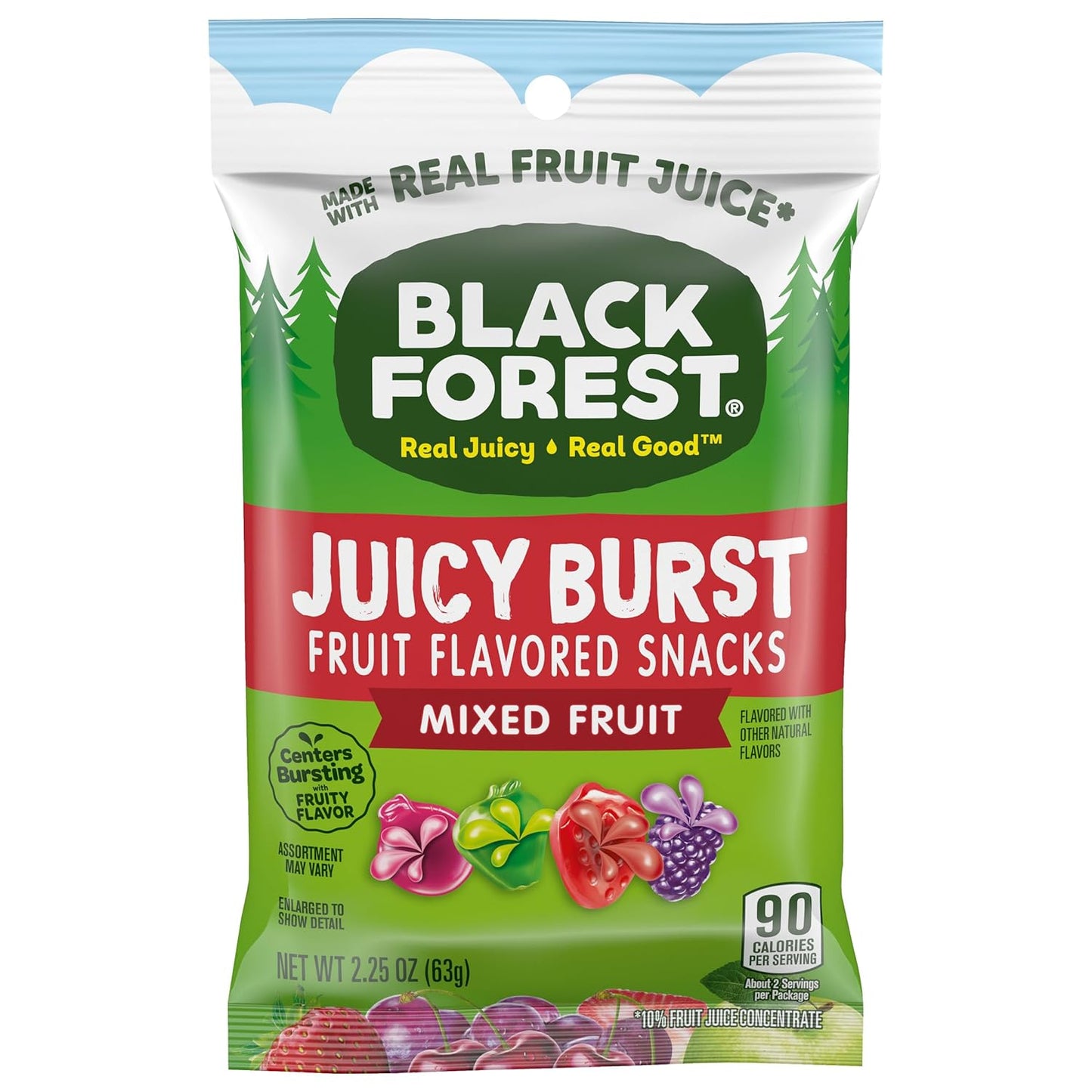 Black Forest Juicy Burst Fruit Snacks, Mixed Fruit Flavors, 0.8 Ounce Pouches (40 Count)