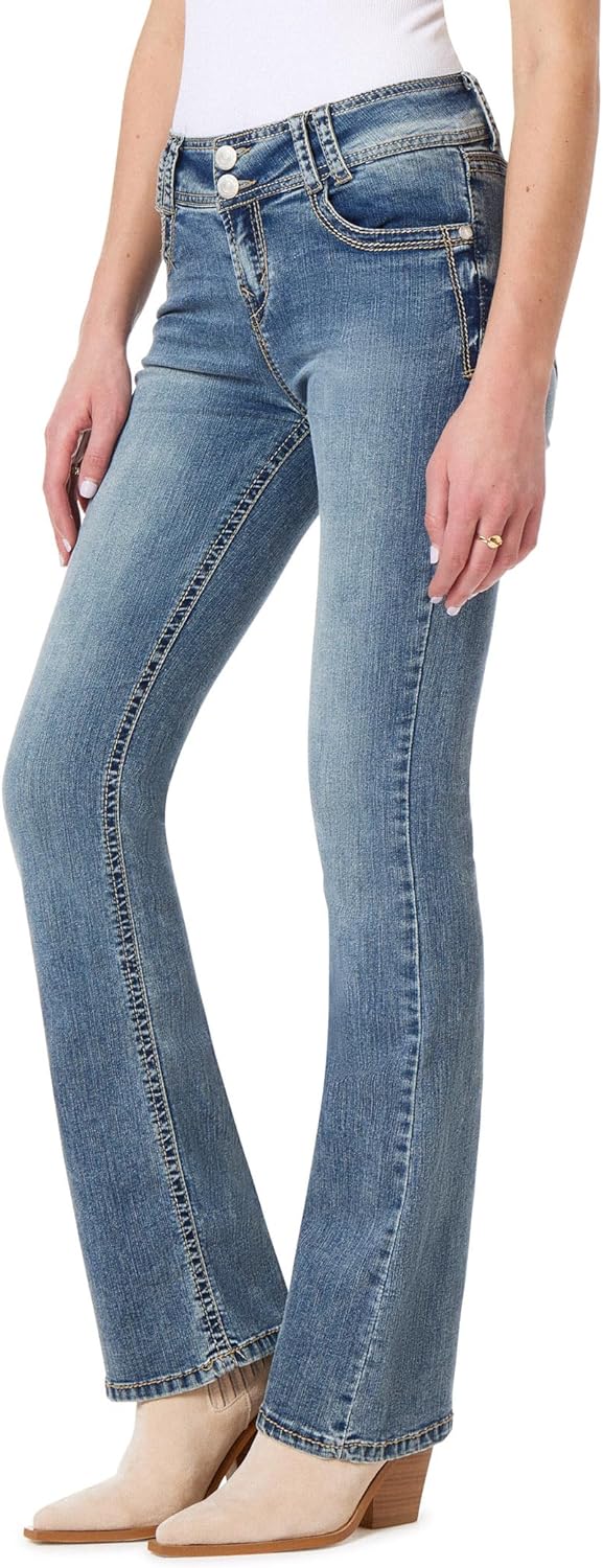 WallFlower Women's Luscious Curvy Bootcut Mid-Rise Insta Stretch Juniors Jeans (Standard and Plus)