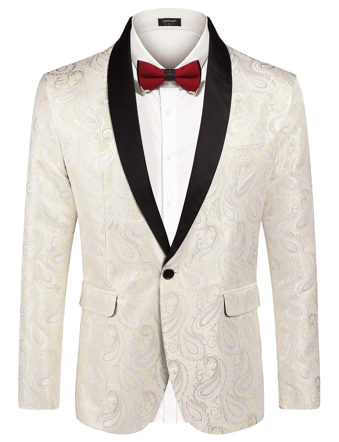 COOFANDY Mens Floral Tuxedo Jacket Paisley Shawl Lapel Suit Blazer Jacket for Dinner,Prom,Wedding