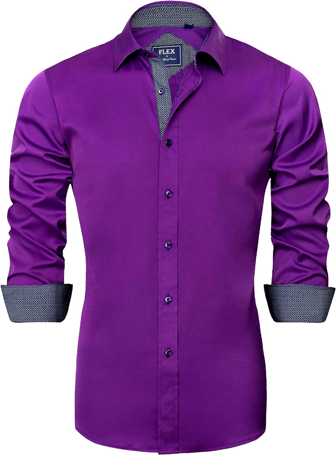 J.VER Men's Casual Long Sleeve Stretch Dress Shirt Wrinkle-Free Regular Fit Button Down Shirts