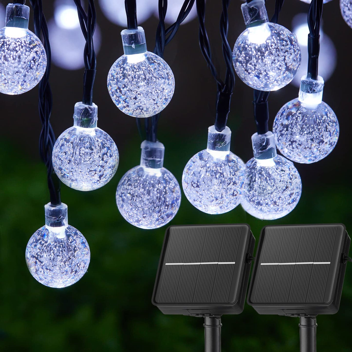 Solar String Lights Outdoor 60 LED 36FT Crystal Globe Lights with 8 Lighting Modes, Waterproof Solar Powered Patio Lights for Garden Yard Porch Wedding Party Decor (Warm White)