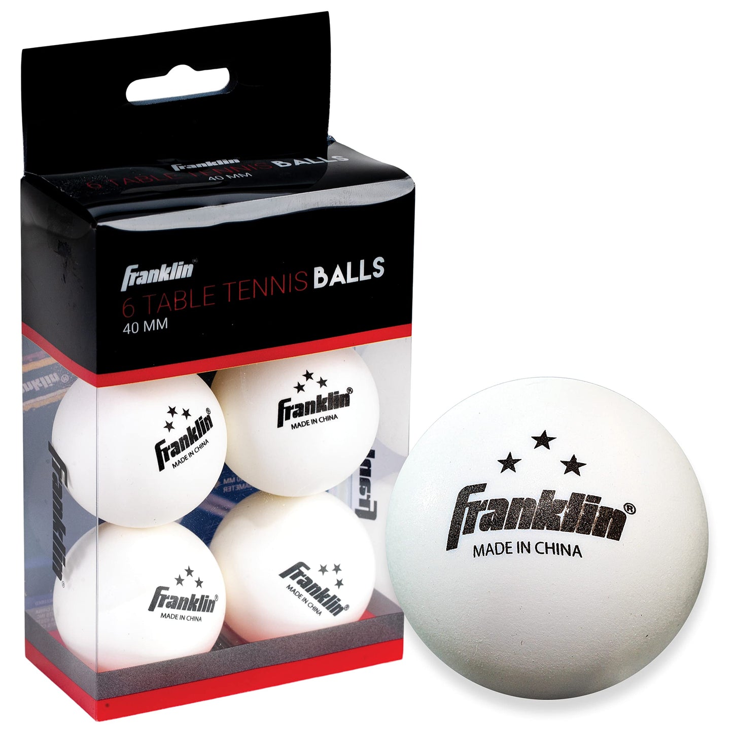 Franklin Sports Ping Pong Balls - Official Size + Weight White 40mm Table Tennis One Star Professional Durable High Performance 12 Count (Pack of 1) Packaging may vary, White