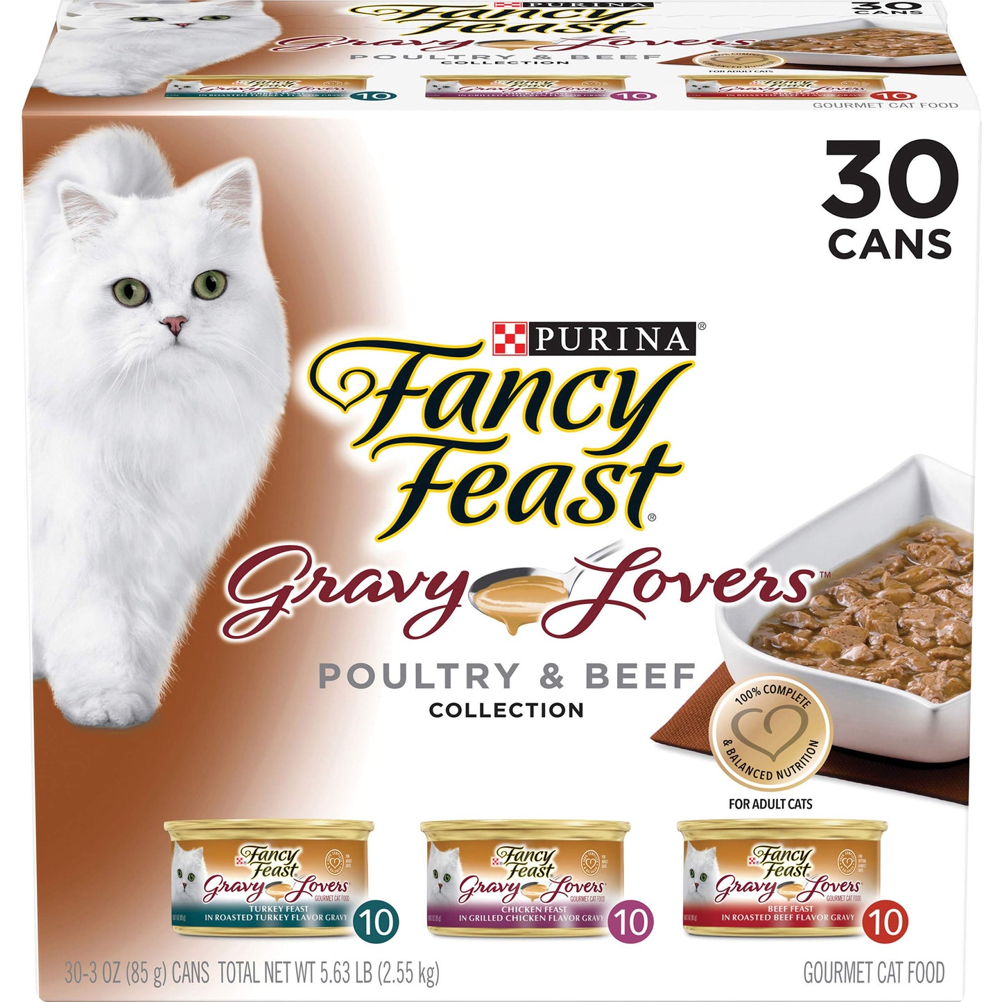 Purina Fancy Feast Gravy Lovers Poultry and Beef Gourmet Wet Cat Food Variety Pack - (Pack of 24) 3 oz. Cans