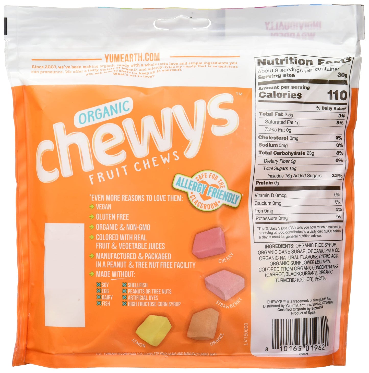 YumEarth Organic Chewys Fruit Flavored Chews, 5oz Sup, Allergy Friendly, Gluten Free, Non-GMO, Vegan, No Artificial Flavors or Dyes (Pack of 1)