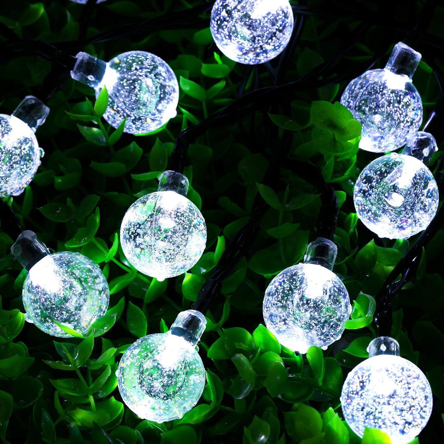 Solar String Lights Outdoor 60 LED 36FT Crystal Globe Lights with 8 Lighting Modes, Waterproof Solar Powered Patio Lights for Garden Yard Porch Wedding Party Decor (Warm White)