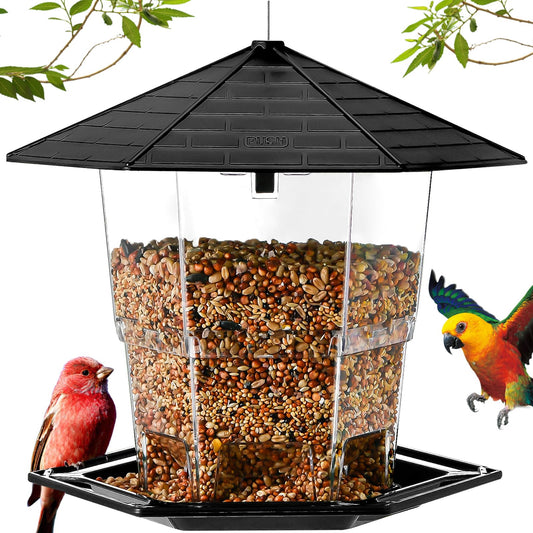 Bird Feeders for Outdoors Hanging, Bird Feeder with a Latch Feature, Wild Bird Seed for Outside Feeders and Garden Decoration Yard for Bird Watchers(Black, 1 Pack)