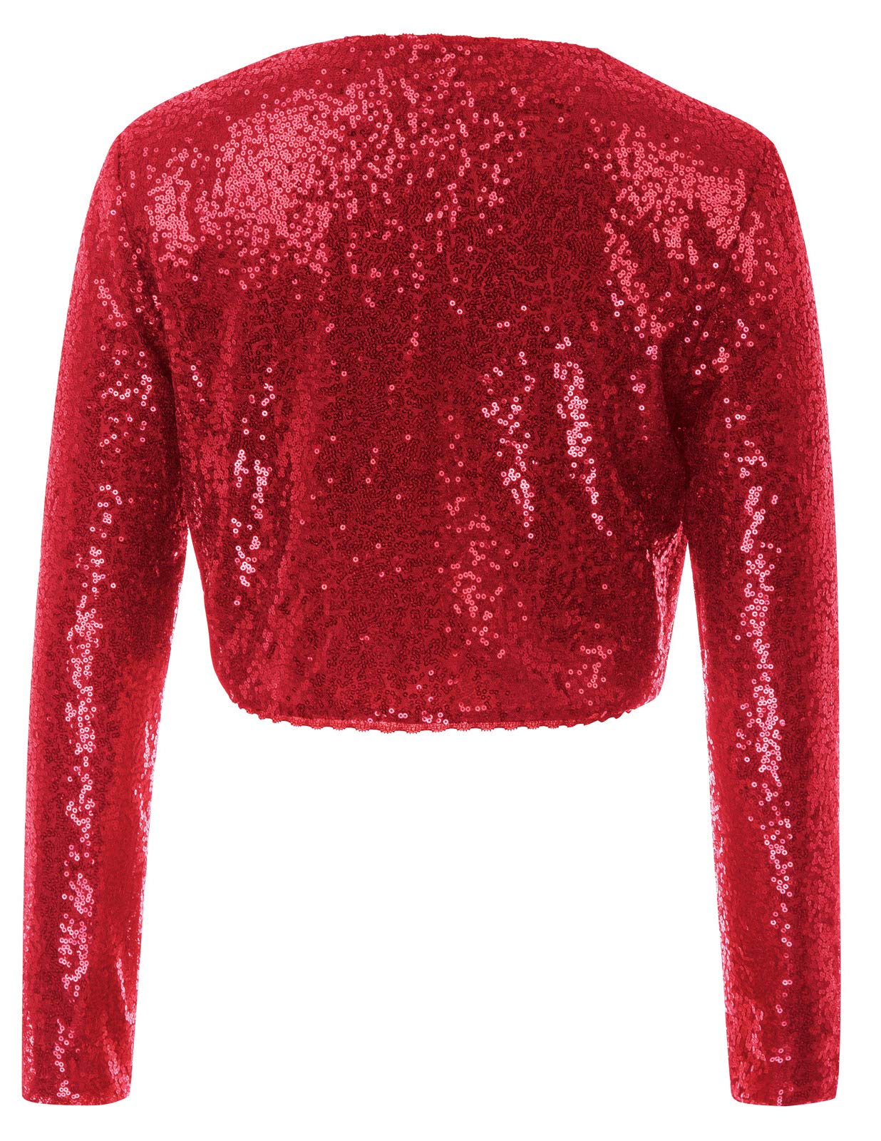 Belle Poque Women's Sequin Jacket Long Sleeve Open Front Glitter Cropped Blazer Bolero Shrug S-XXL