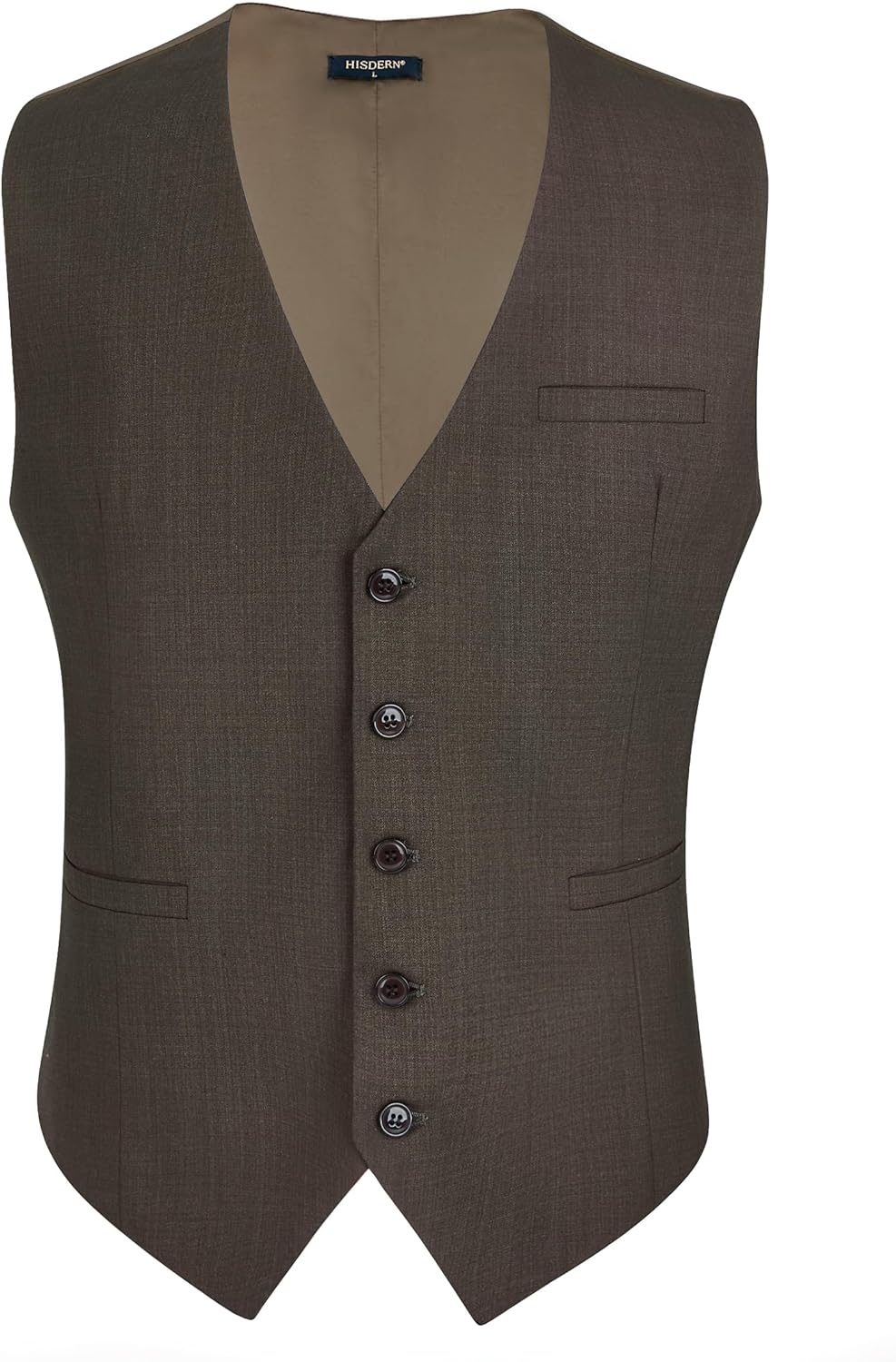 HISDERN Men's Suit Vest Business Formal Dress Waistcoat Vest with 3 Pockets for Suit or Tuxedo