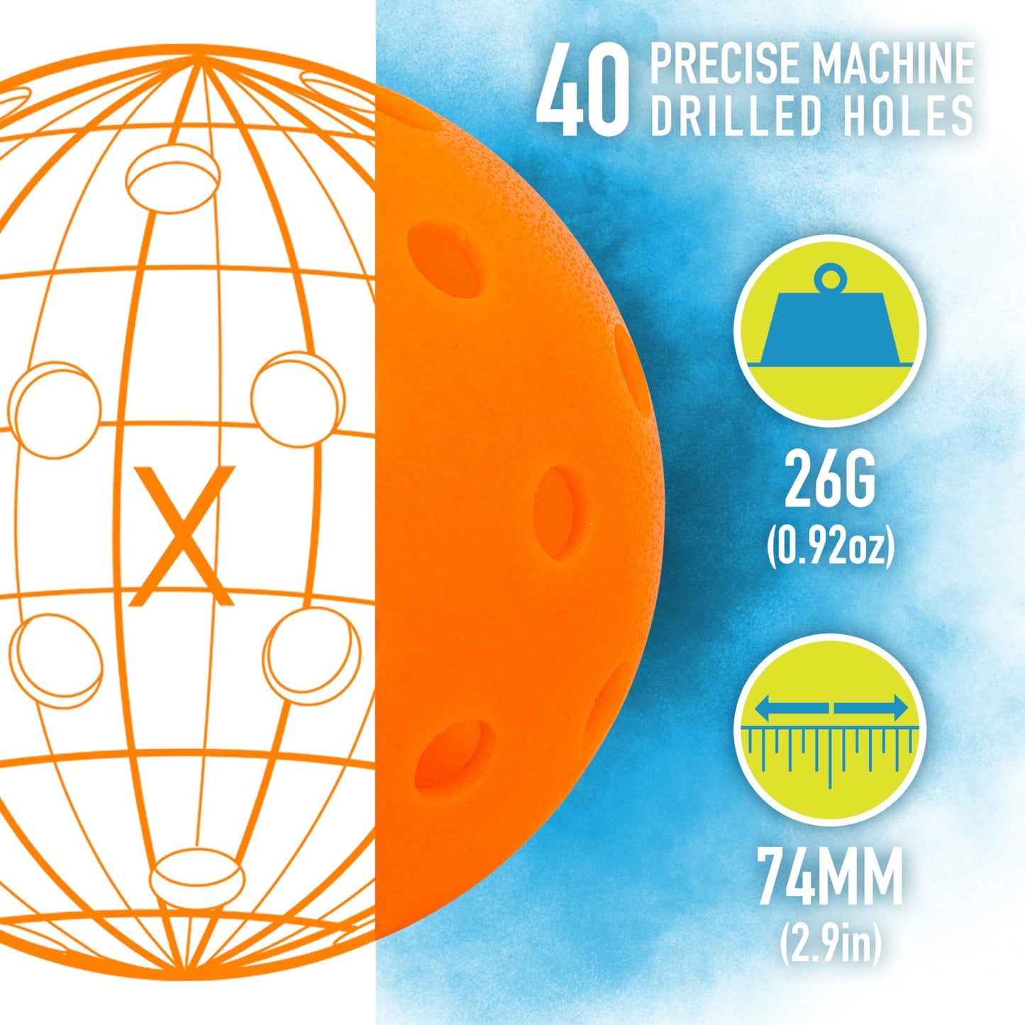 Franklin Sports Outdoor Pickleballs - X-40 Pickleball Balls - USA Pickleball (USAPA) Approved - Official US Open Ball