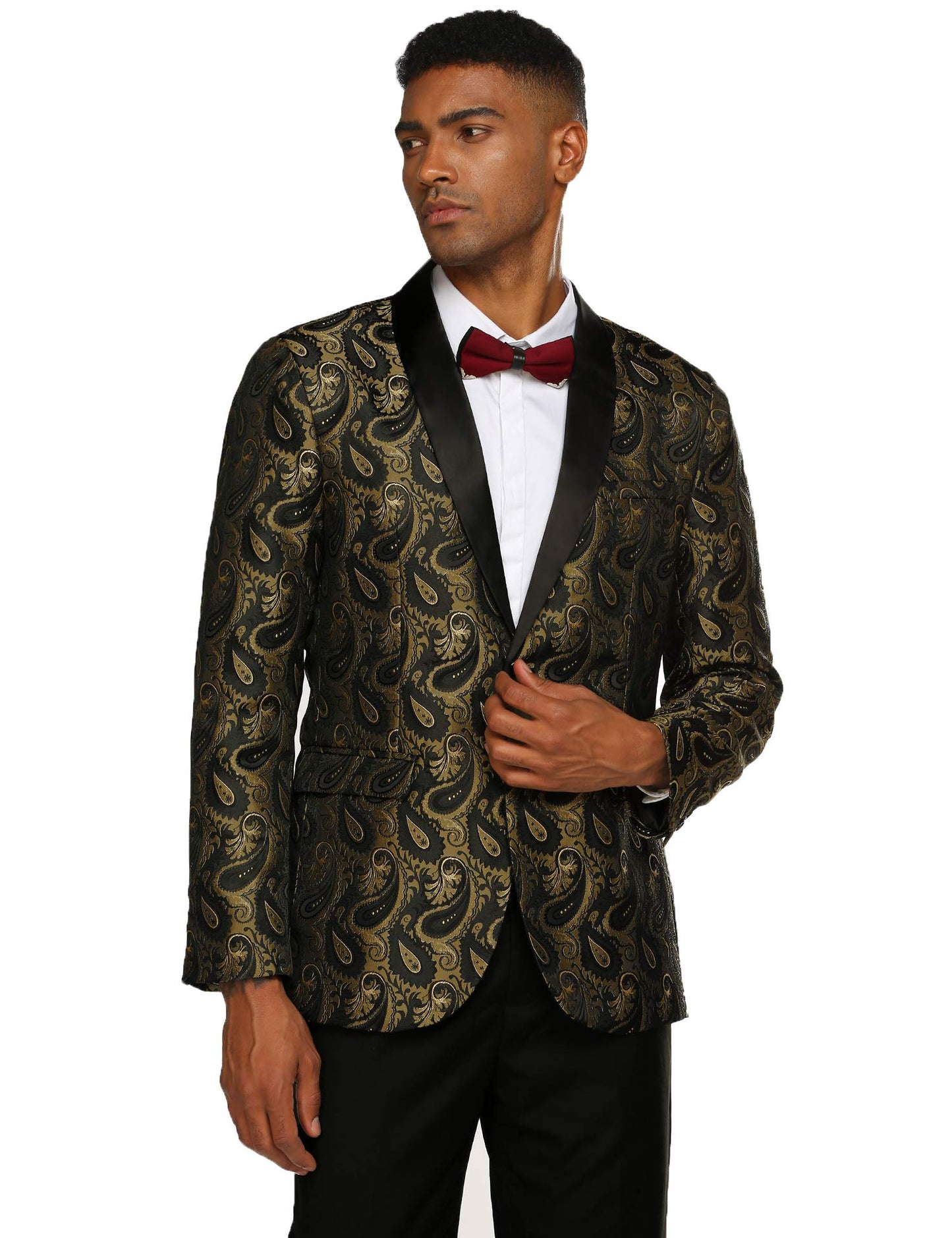 COOFANDY Mens Floral Tuxedo Jacket Paisley Shawl Lapel Suit Blazer Jacket for Dinner,Prom,Wedding