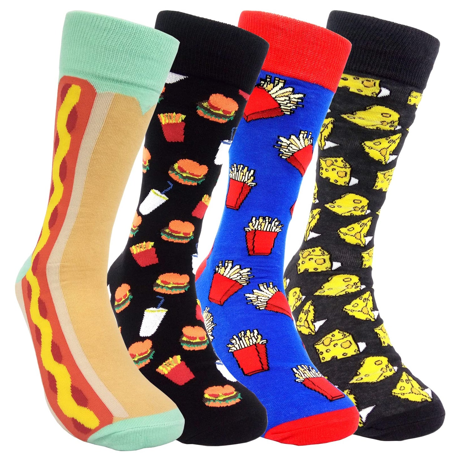 HSELL Mens Fun Patterned Dress Socks Funny Novelty Crazy Design Cotton Socks Gift for Men