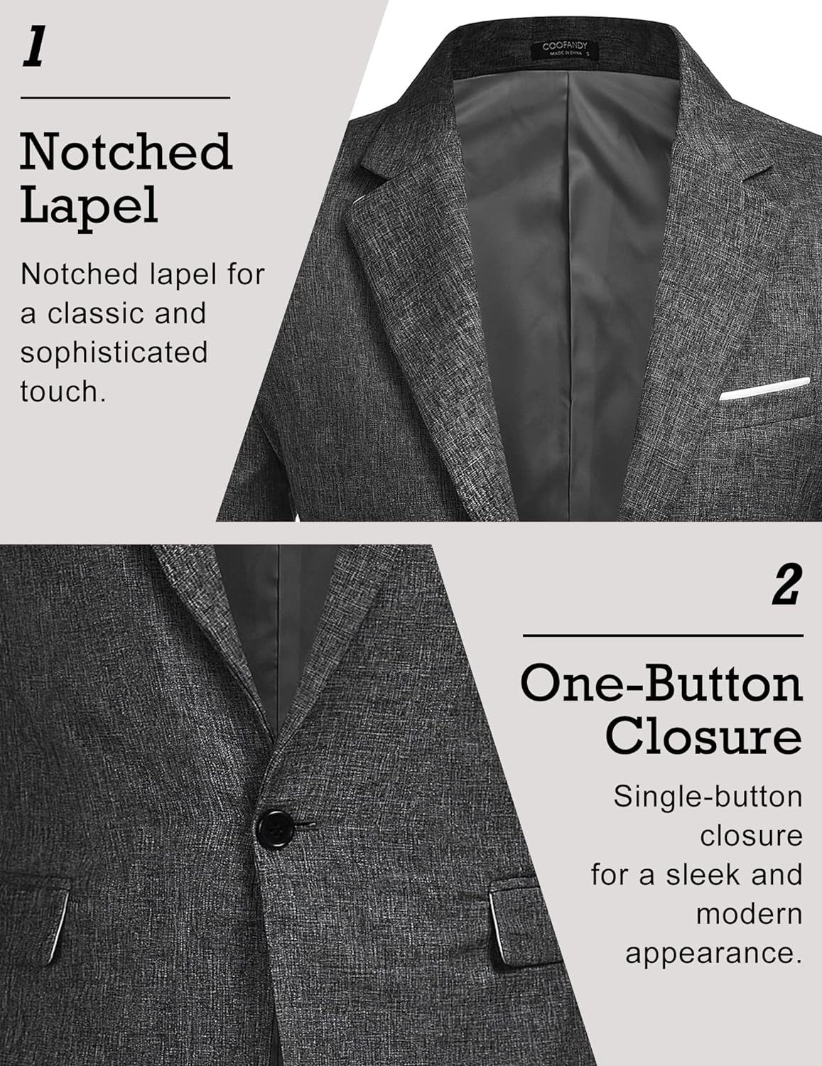 COOFANDY Men's Blazer Casual Sport Coats Slim Fit One Button Suit Jacket Lightweight Sports Jacket